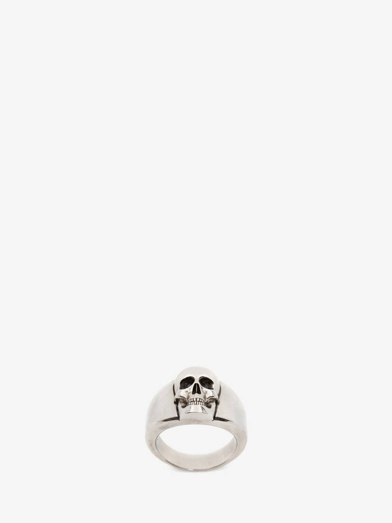 Skull Signet Ring in Antique Silver 1