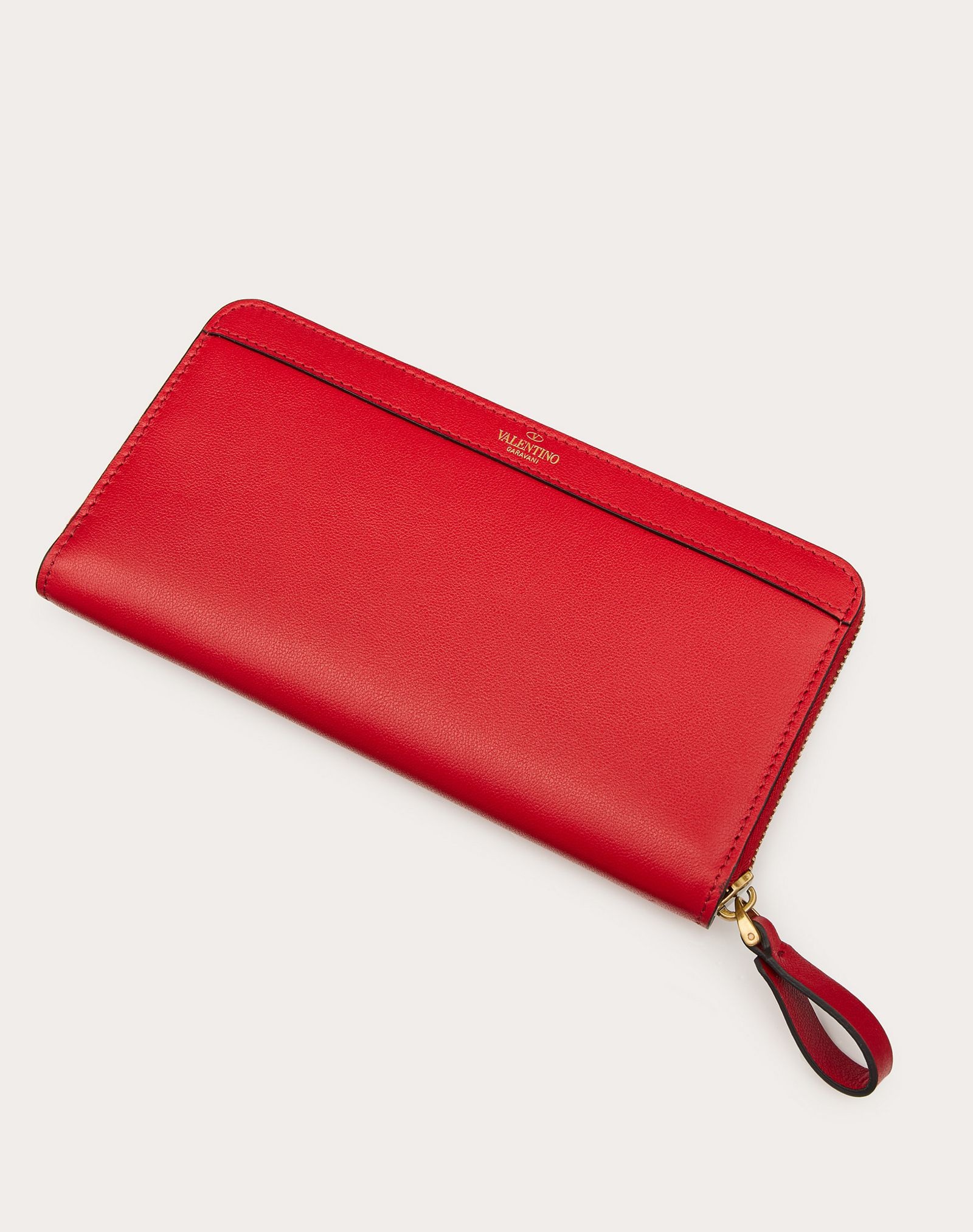 VLOGO SIGNATURE ZIPPERED WALLET IN CALFSKIN LEATHER - 3