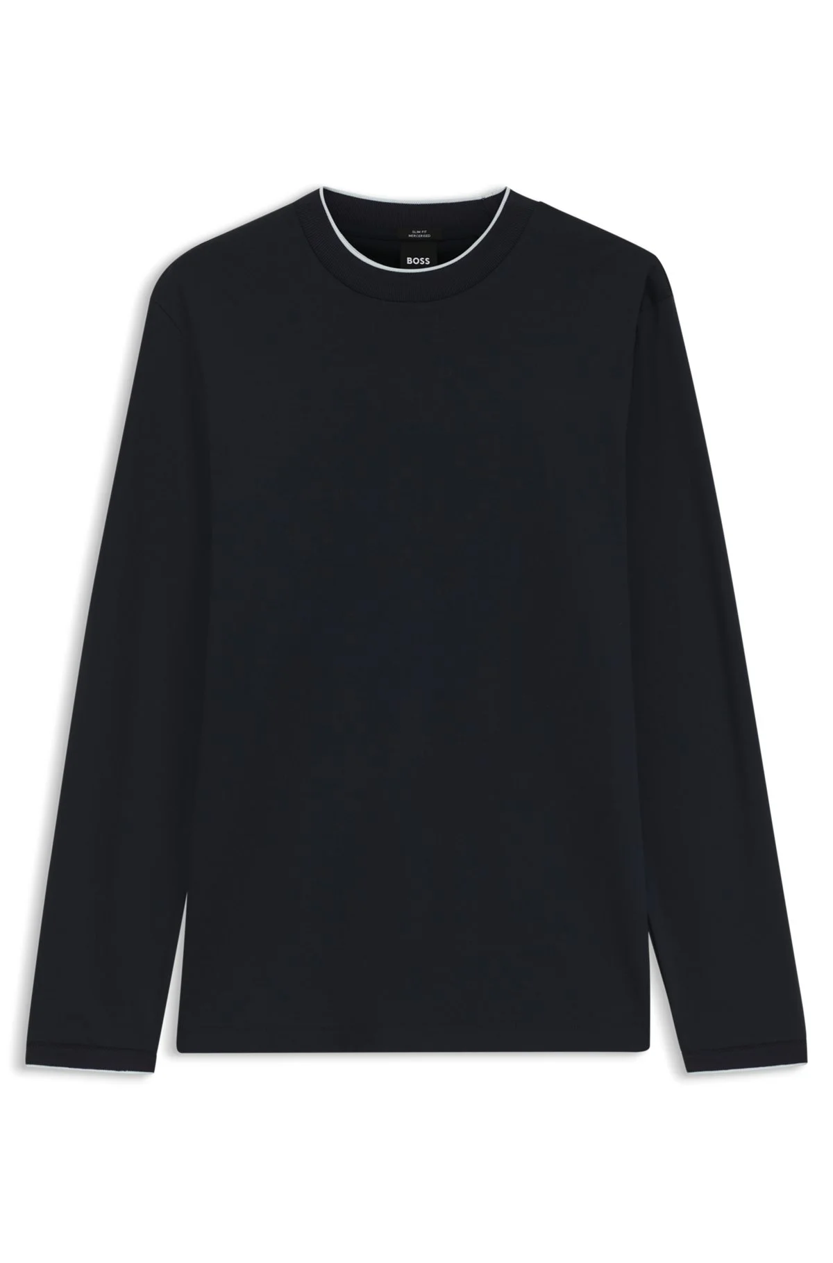 LONG-SLEEVED T-SHIRT IN MERCERIZED COTTON WITH CONTRAST TRIM - 1