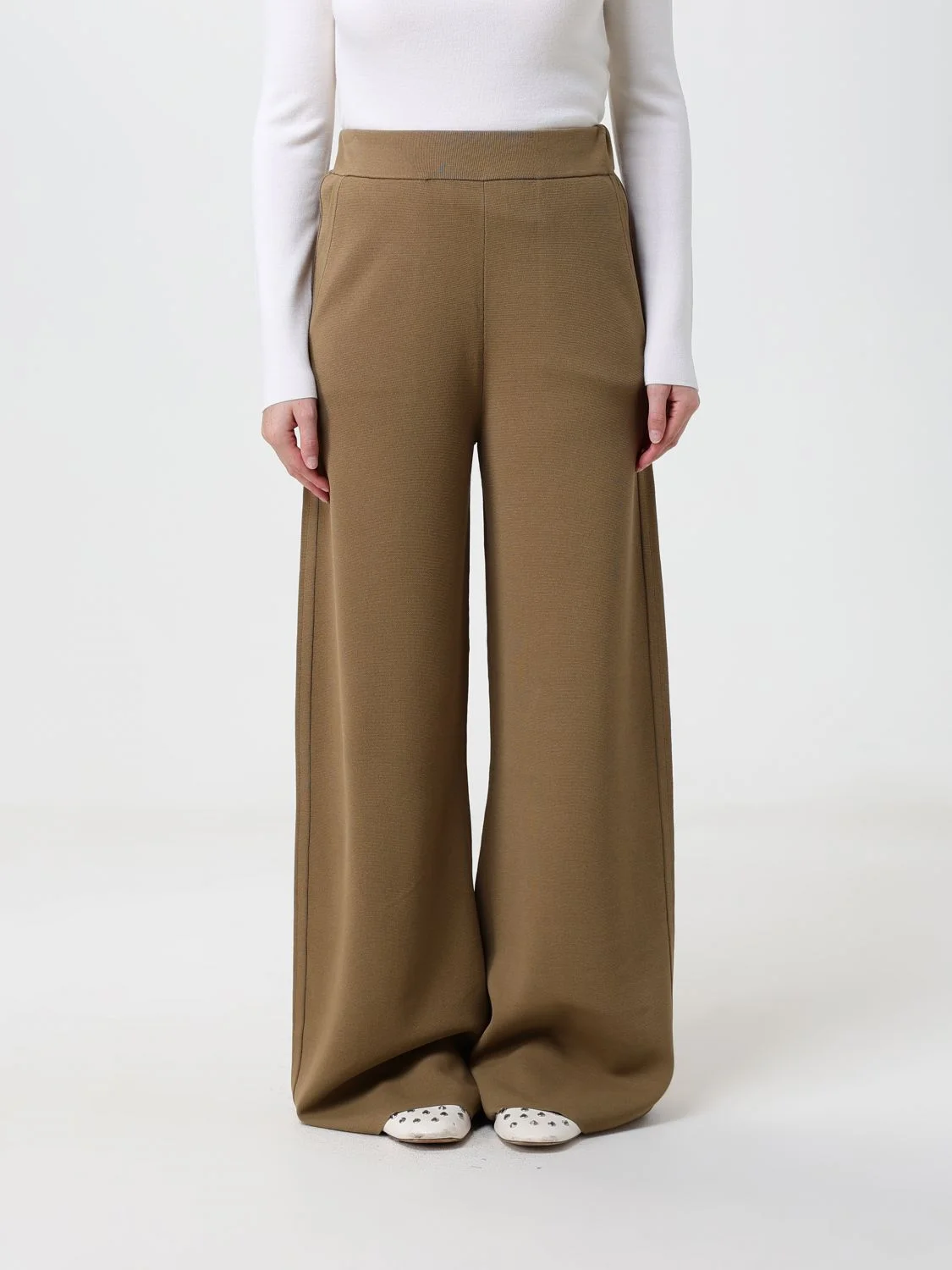 MAX MARA High-Waisted Wide Leg Knit Wool Trousers - 1