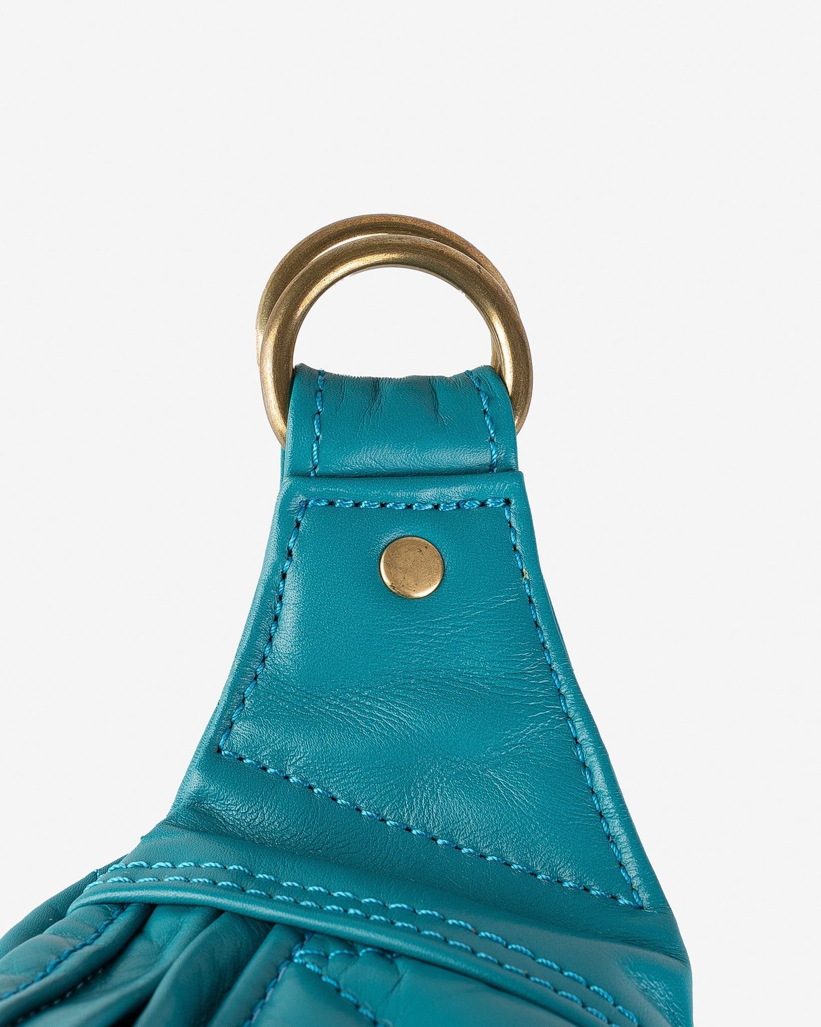 IHE-45-BLU Diamond Stitched Leather Waist Bag - Blue - 9