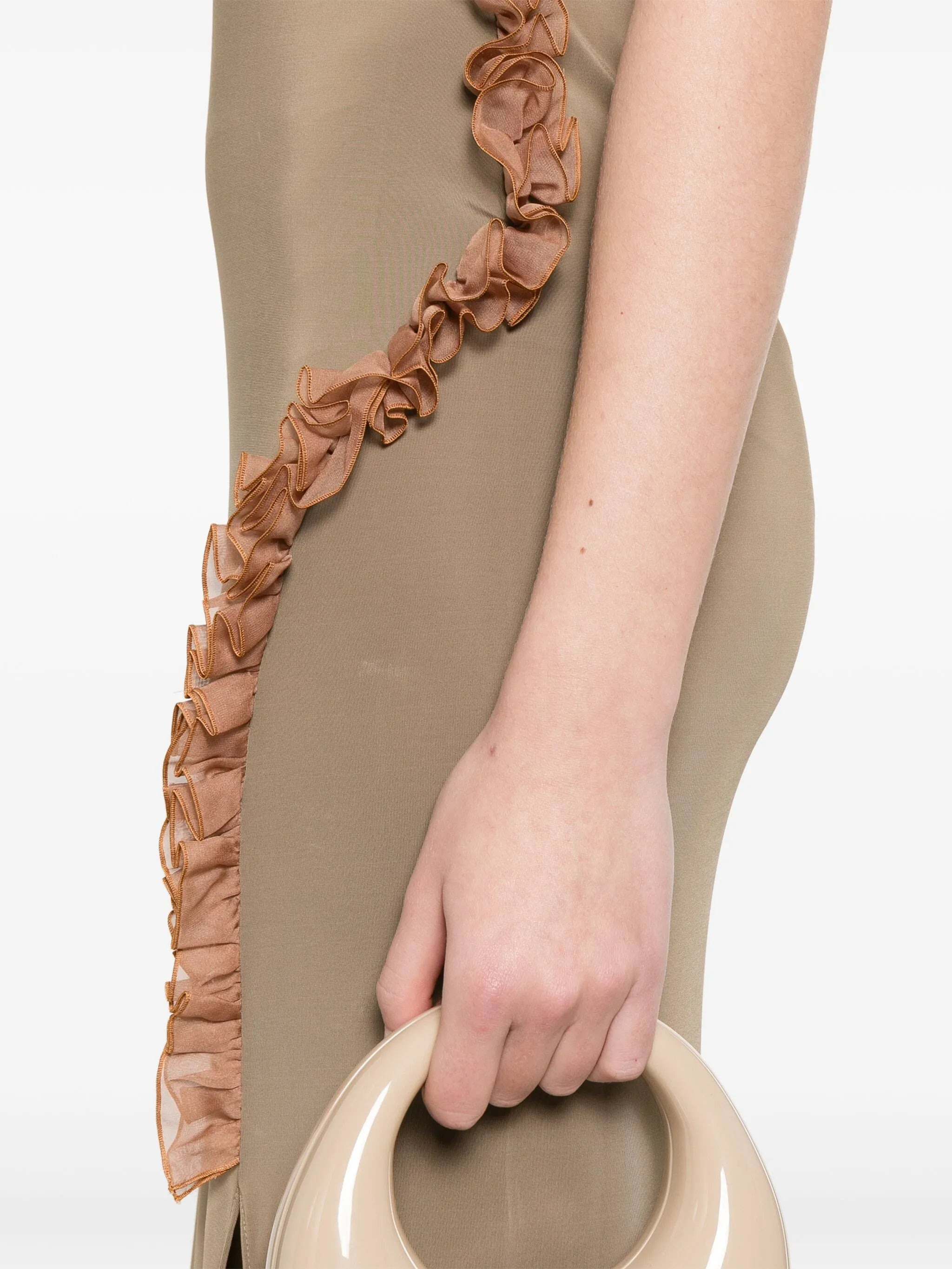 frill-detail asymmetric maxi dress - 5