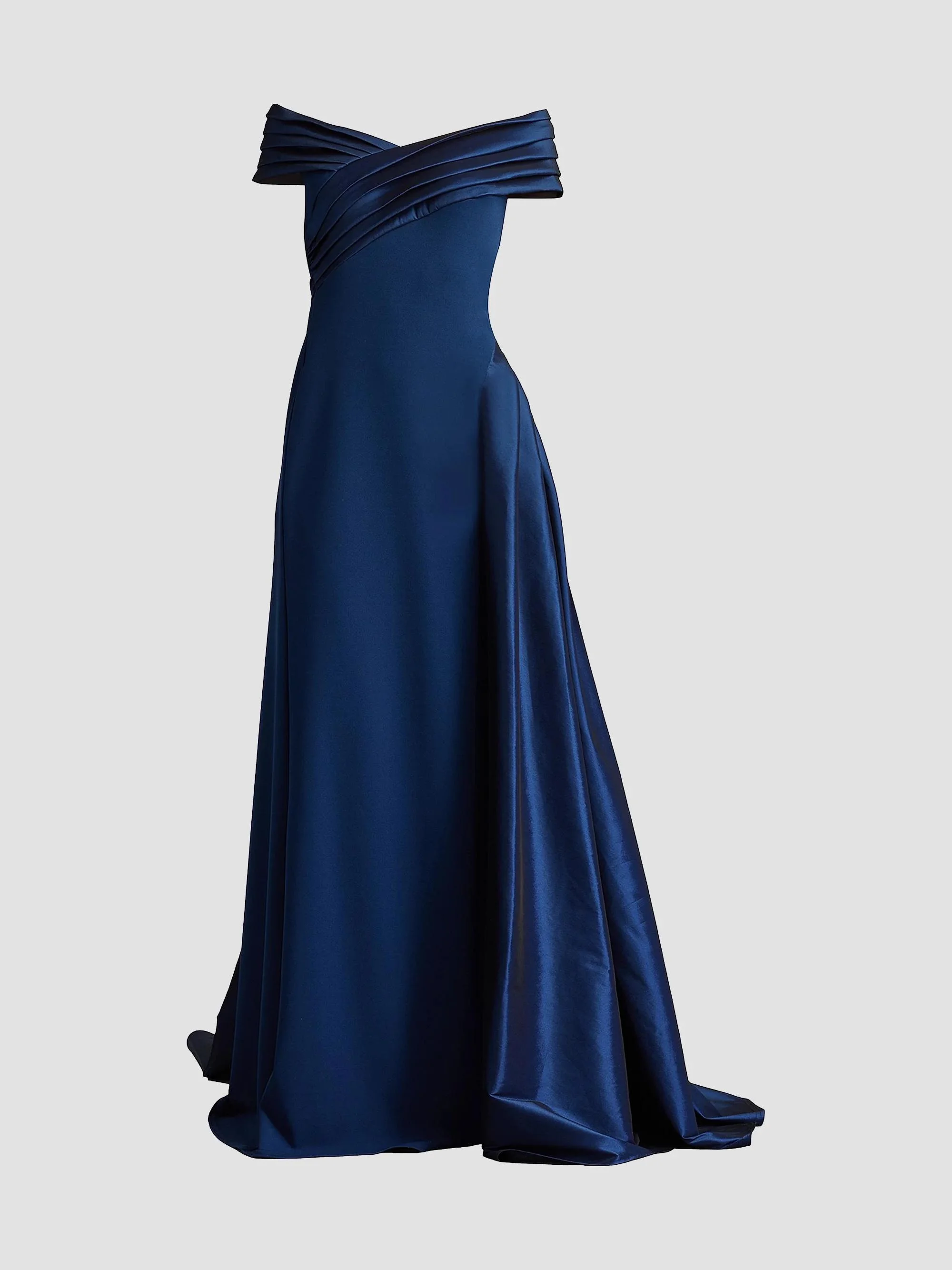 Women's Elysian Draped Overlay Train Gown - Navy - 1
