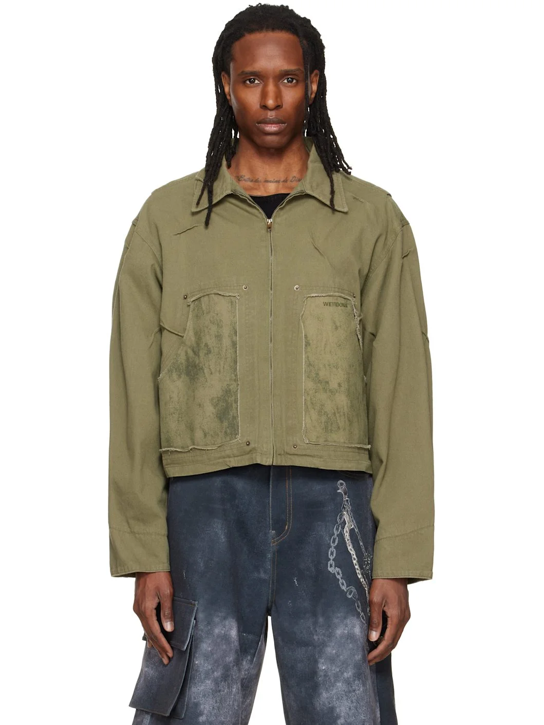 Green Vintage Pin-Tucked Work Jacket - 1