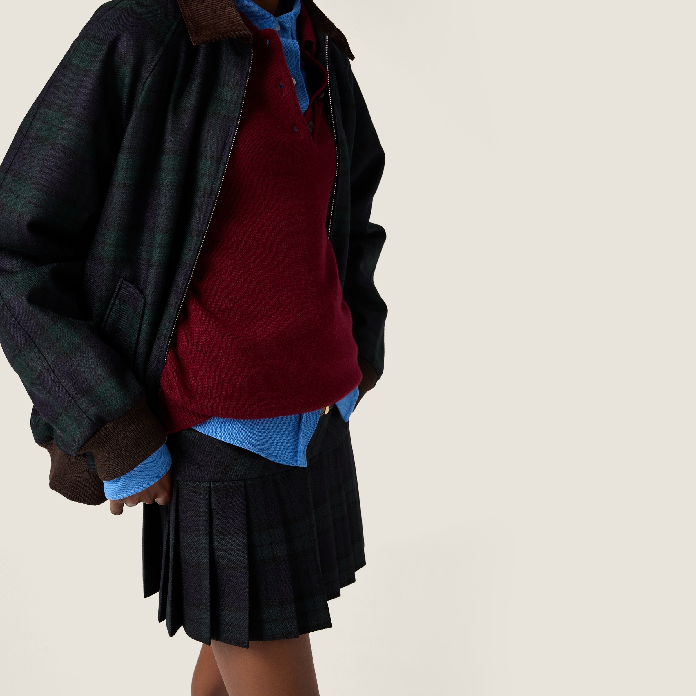Pleated checked twill miniskirt - 4