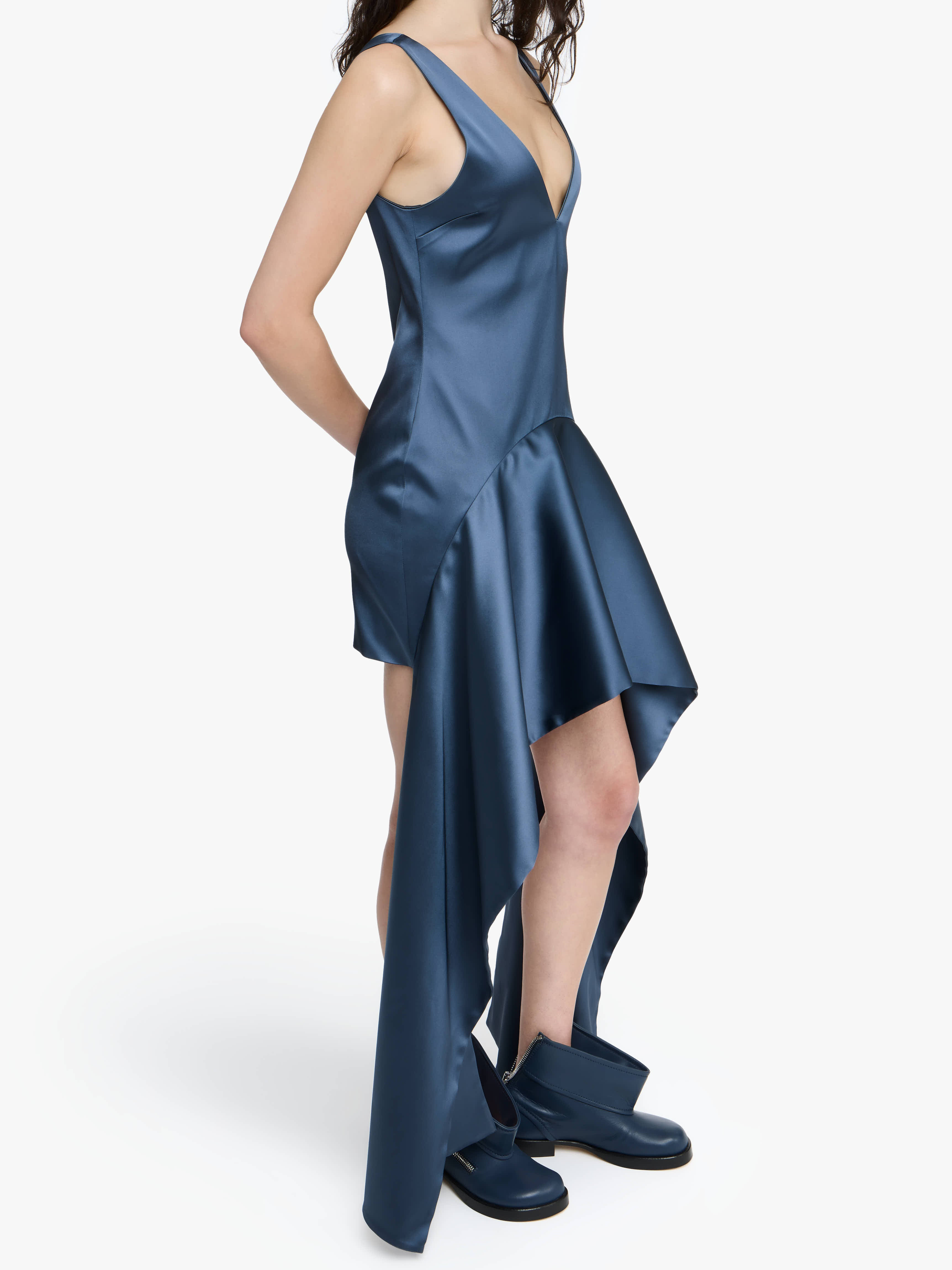 V-NECK DRAPED MINI DRESS - 5