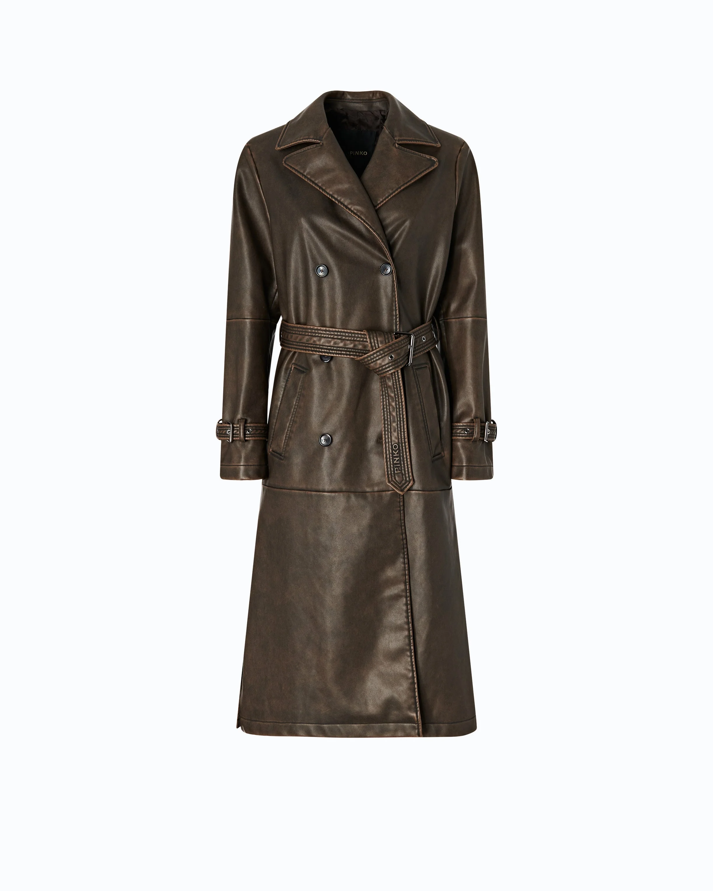 VINTAGE-EFFECT TRENCH COAT WITH BELT - 1