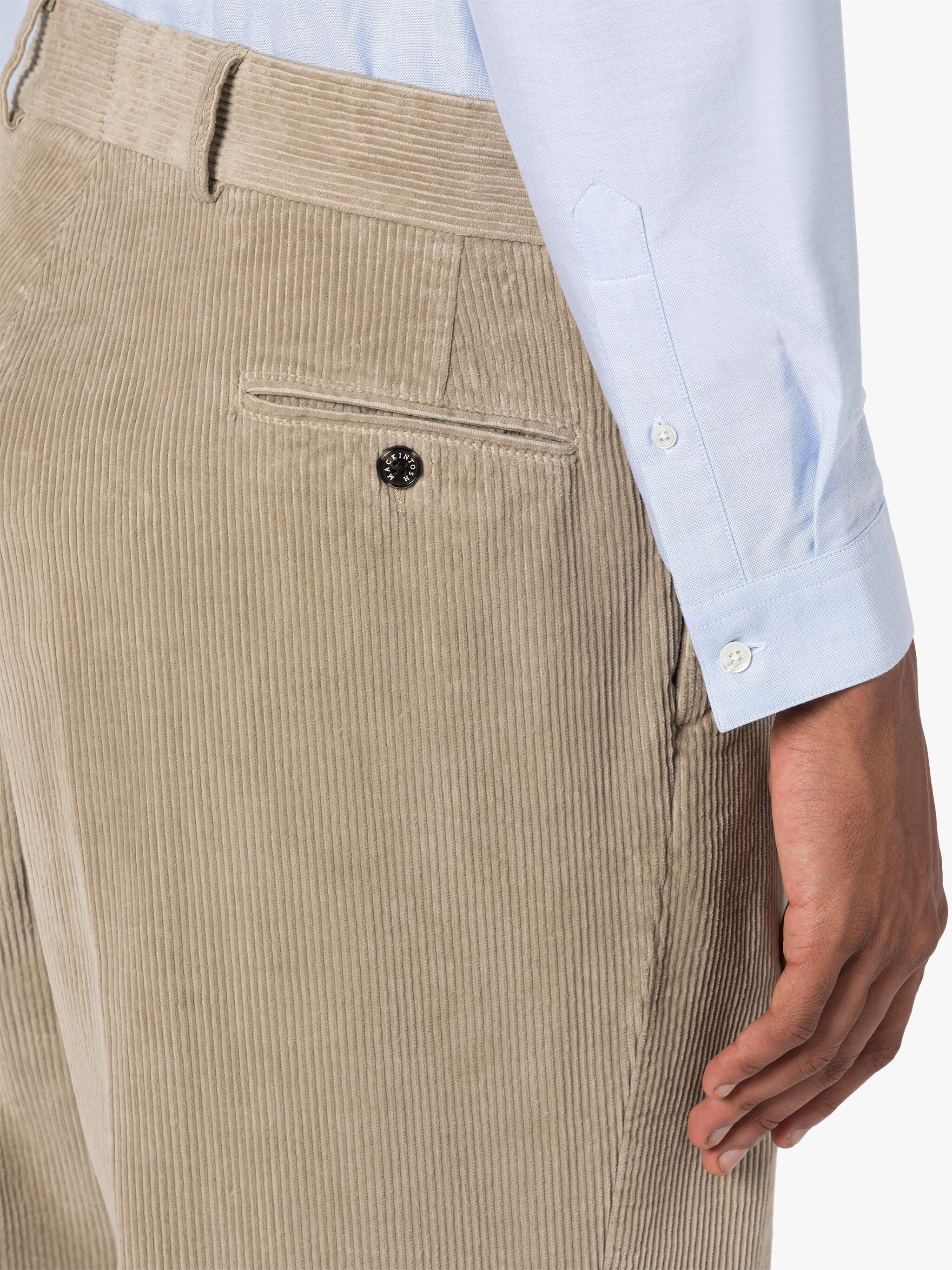 BEIGE CORDUROY COTTON CHINO TROUSERS - 6