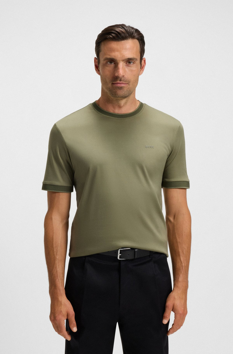 SLIM-FIT SHIRT IN DOBBY COTTON WITH CONTRAST TRIMS 2