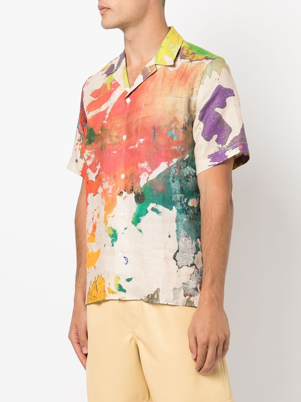 colour-block linen shirt - 3