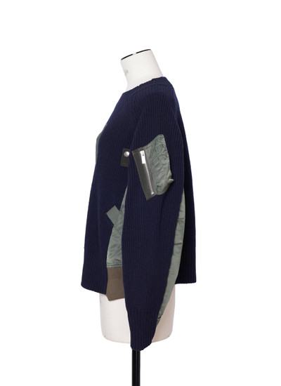 sacai Wool Knit x Nylon Twill Pullover outlook