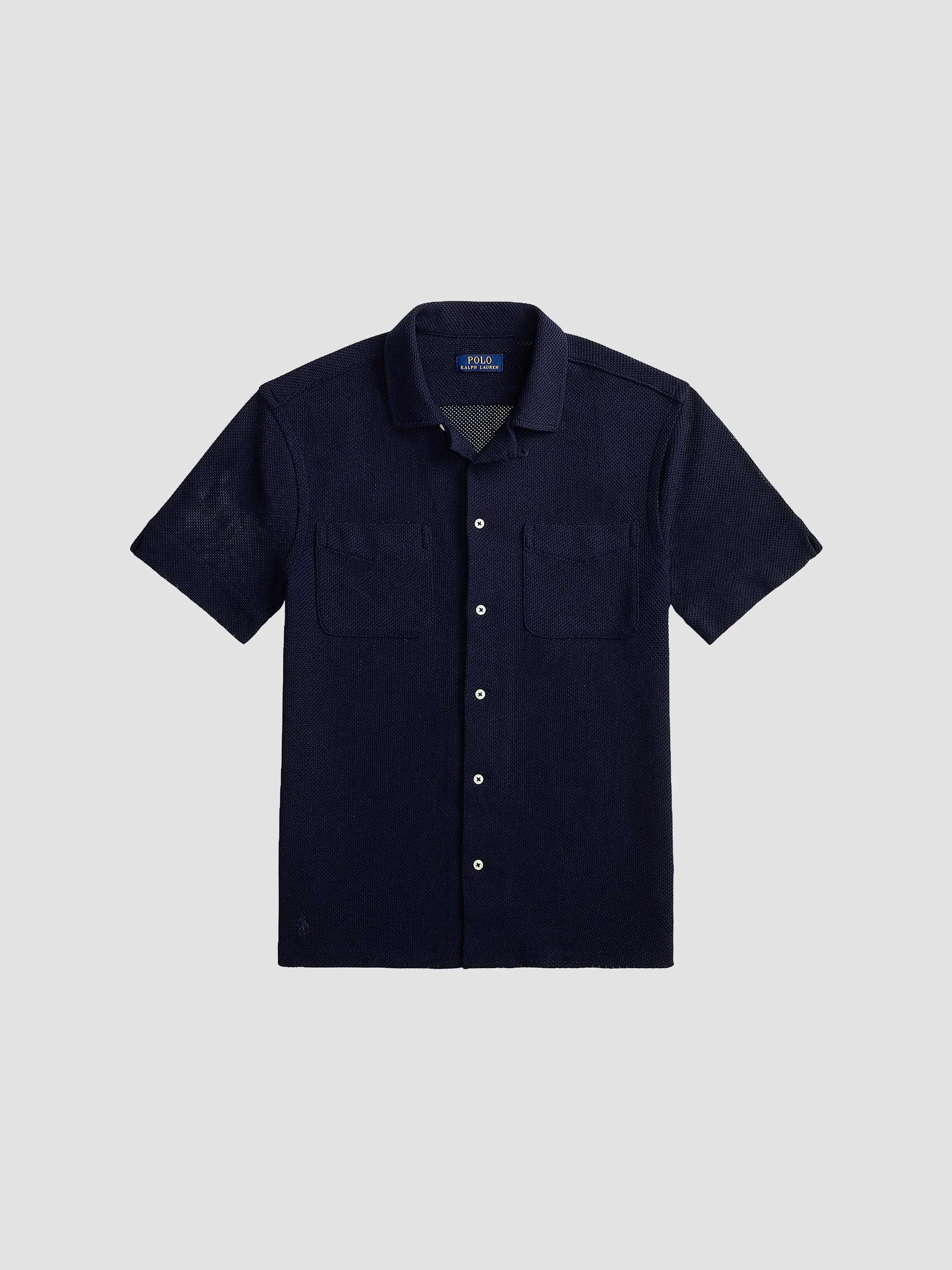 Men's Pointelle Textured Short-Sleeve Shirt - Cruise Navy - 1