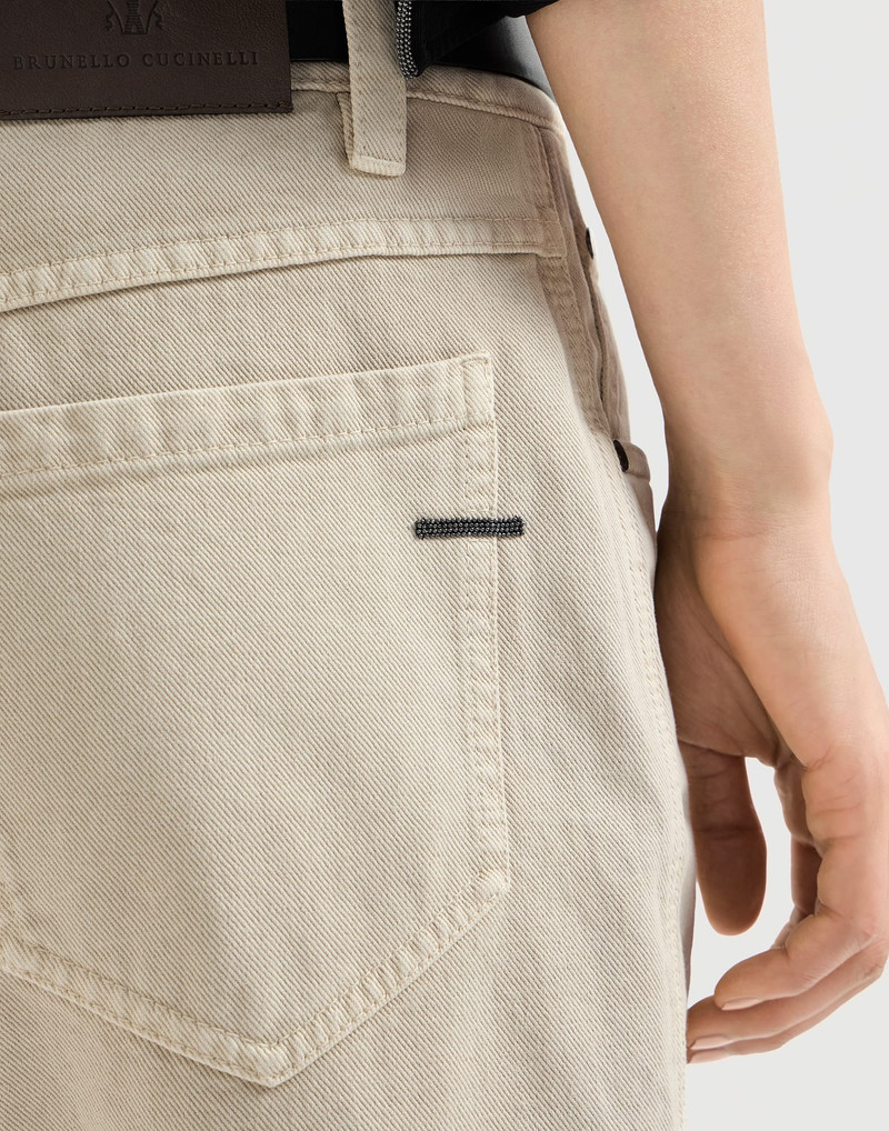 Dyed denim five-pocket straight trousers with shiny bartack 4