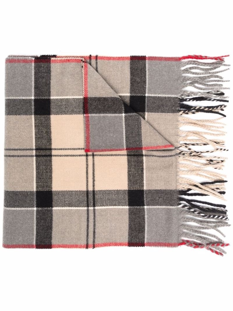 plaid-check fringed scarf - 1