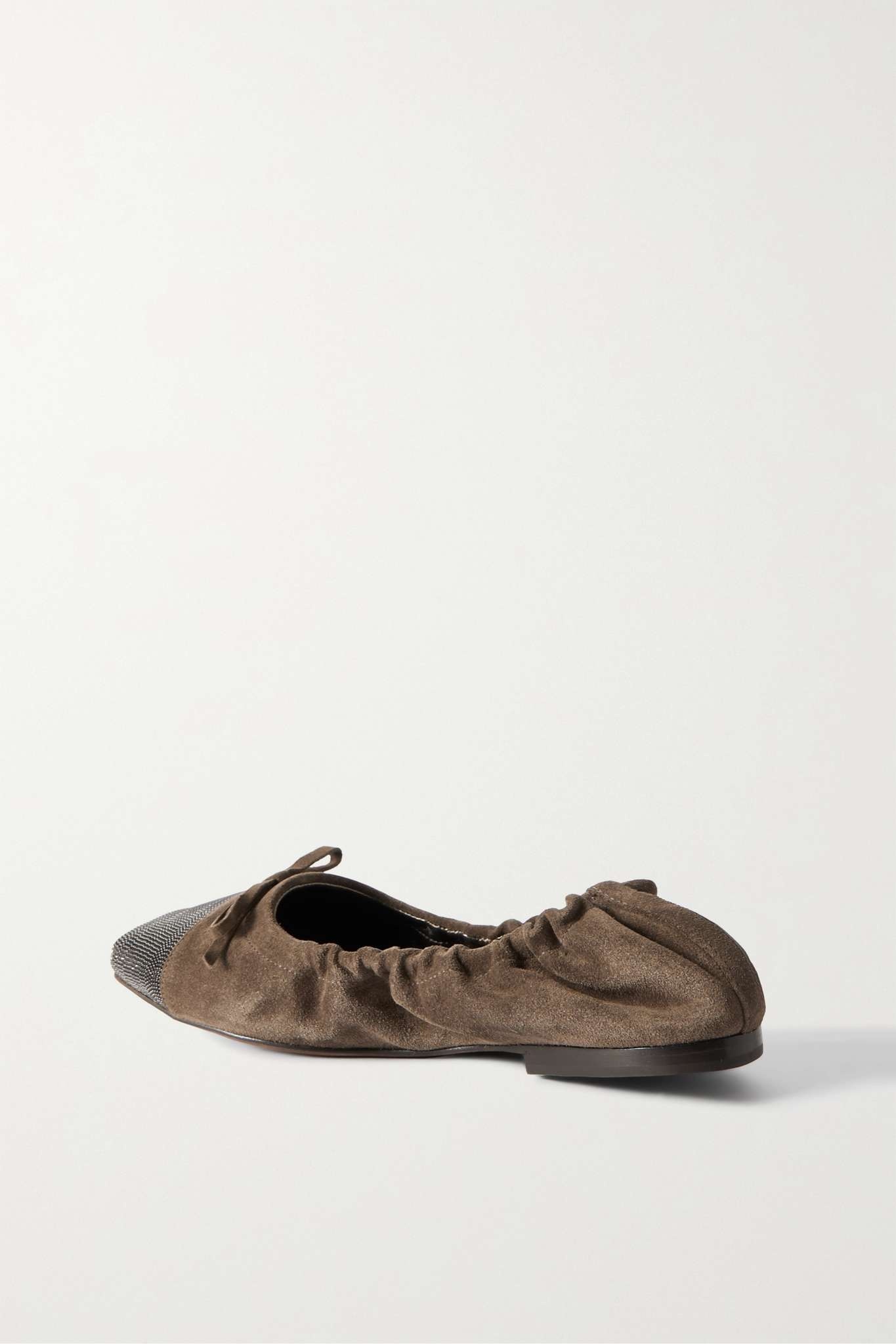 Bead-embellished suede ballet flats - 3