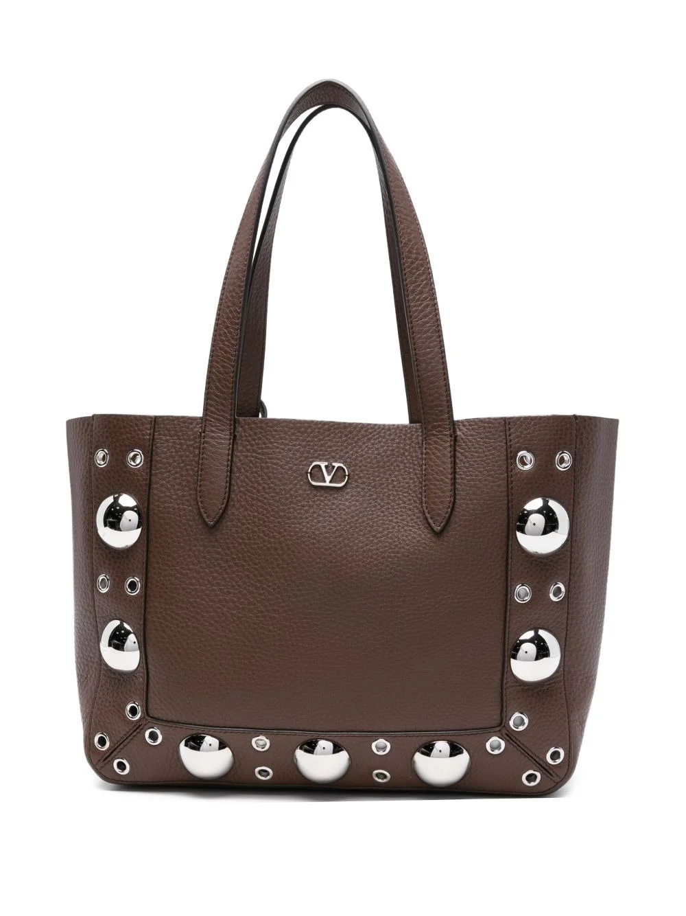 metallic-eyelet leather tote bag - 1