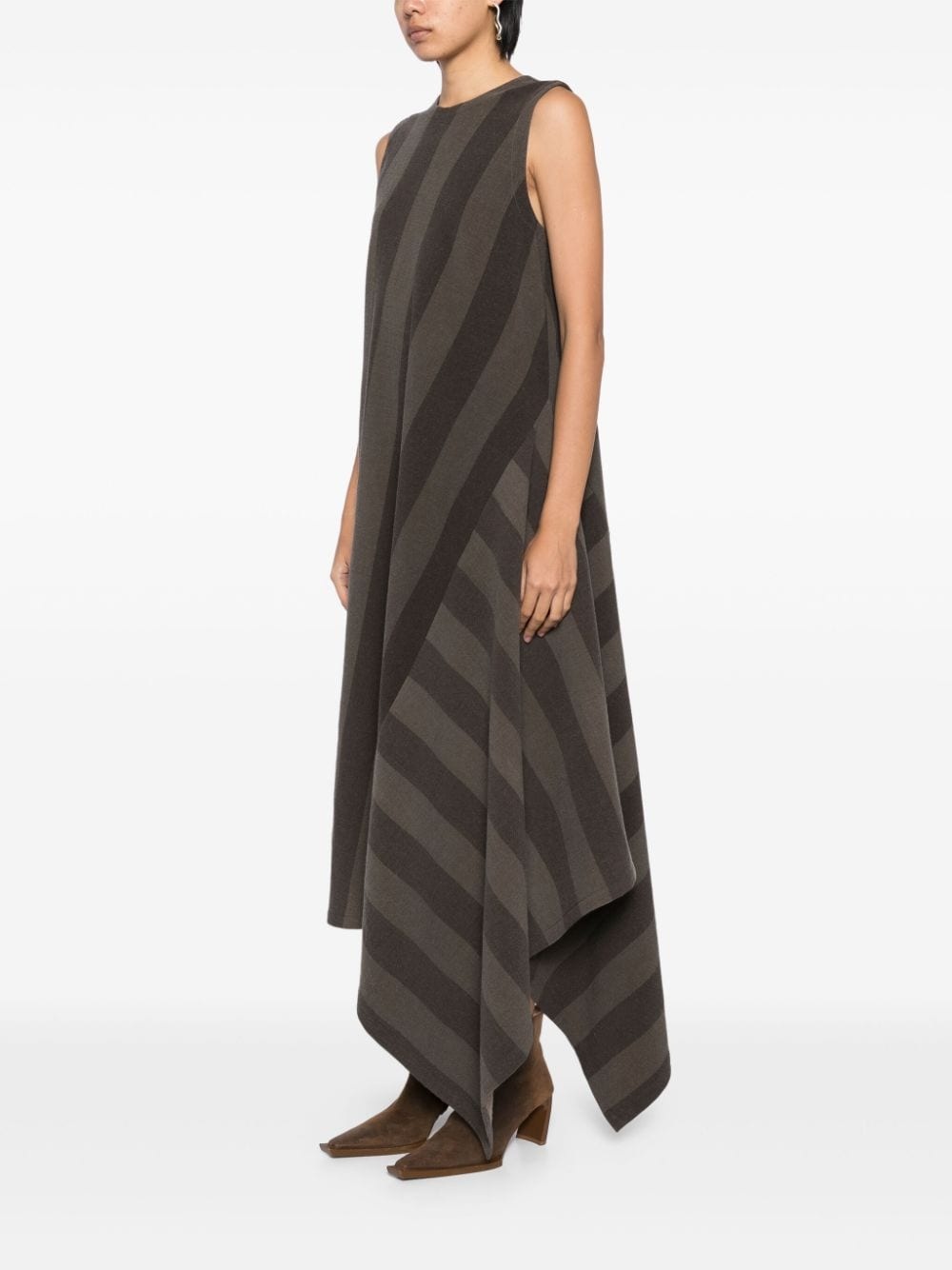 striped asymmetric dress - 3