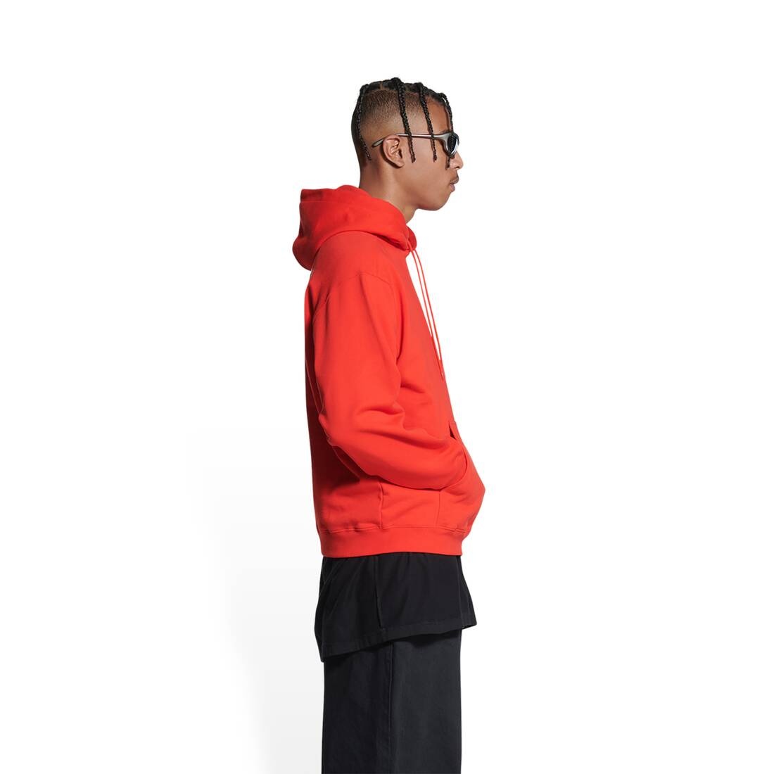 Men's Balenciaga Hoodie Regular Fit in Red - 3