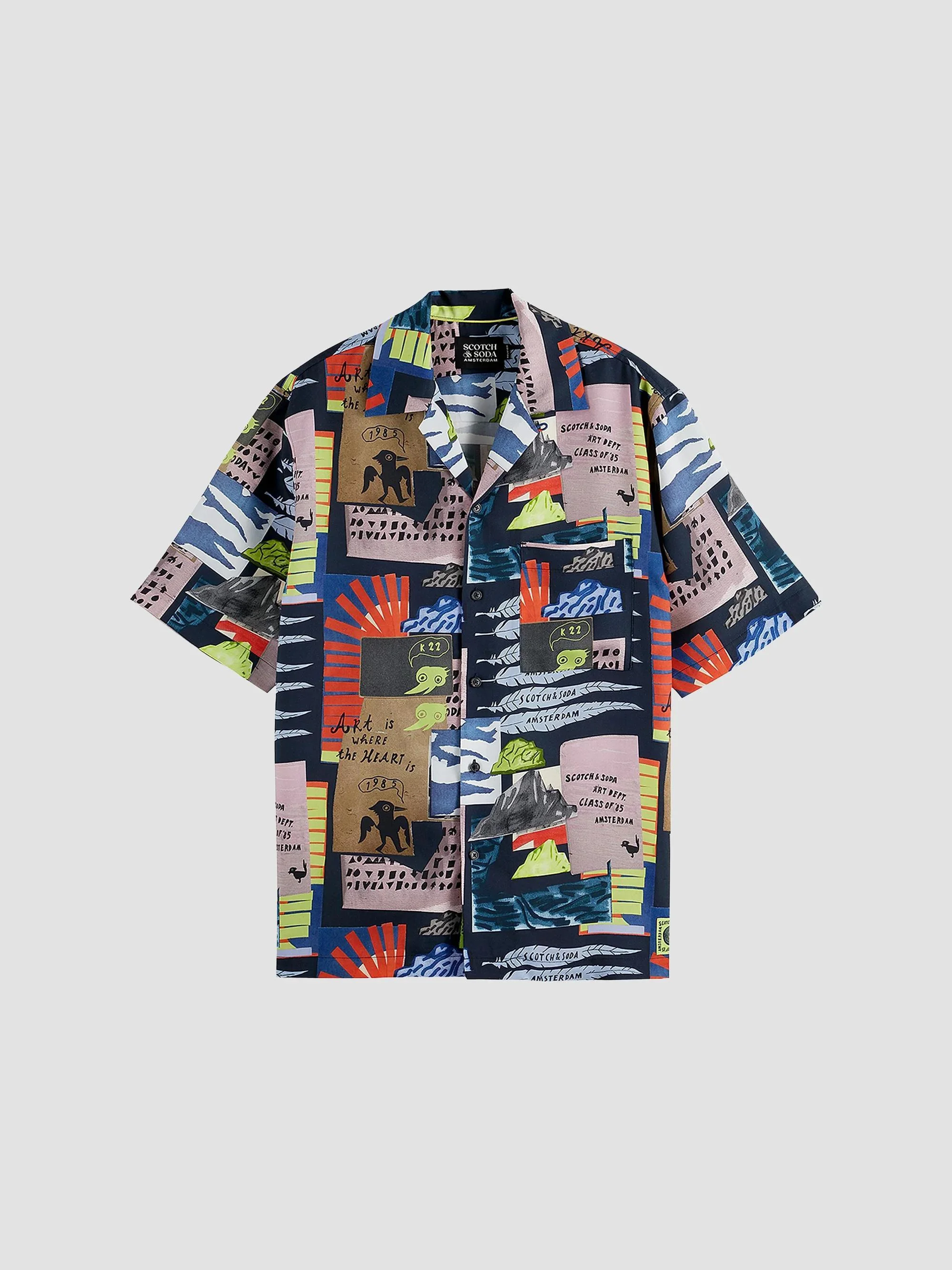 Men's Graphic Short-Sleeve Camp Shirt - Multicolor - 1