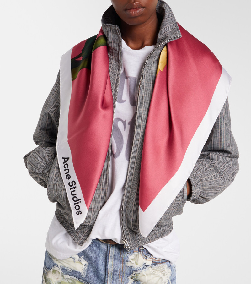 Acne Studios Floral silk satin scarf outlook