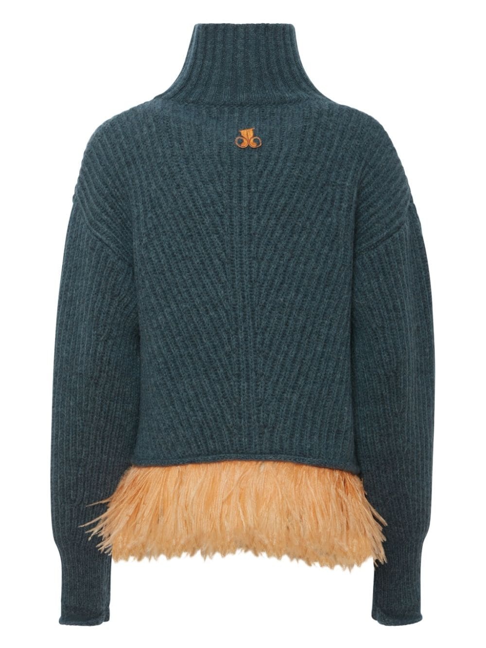 high-neck feather-trim jumper - 5