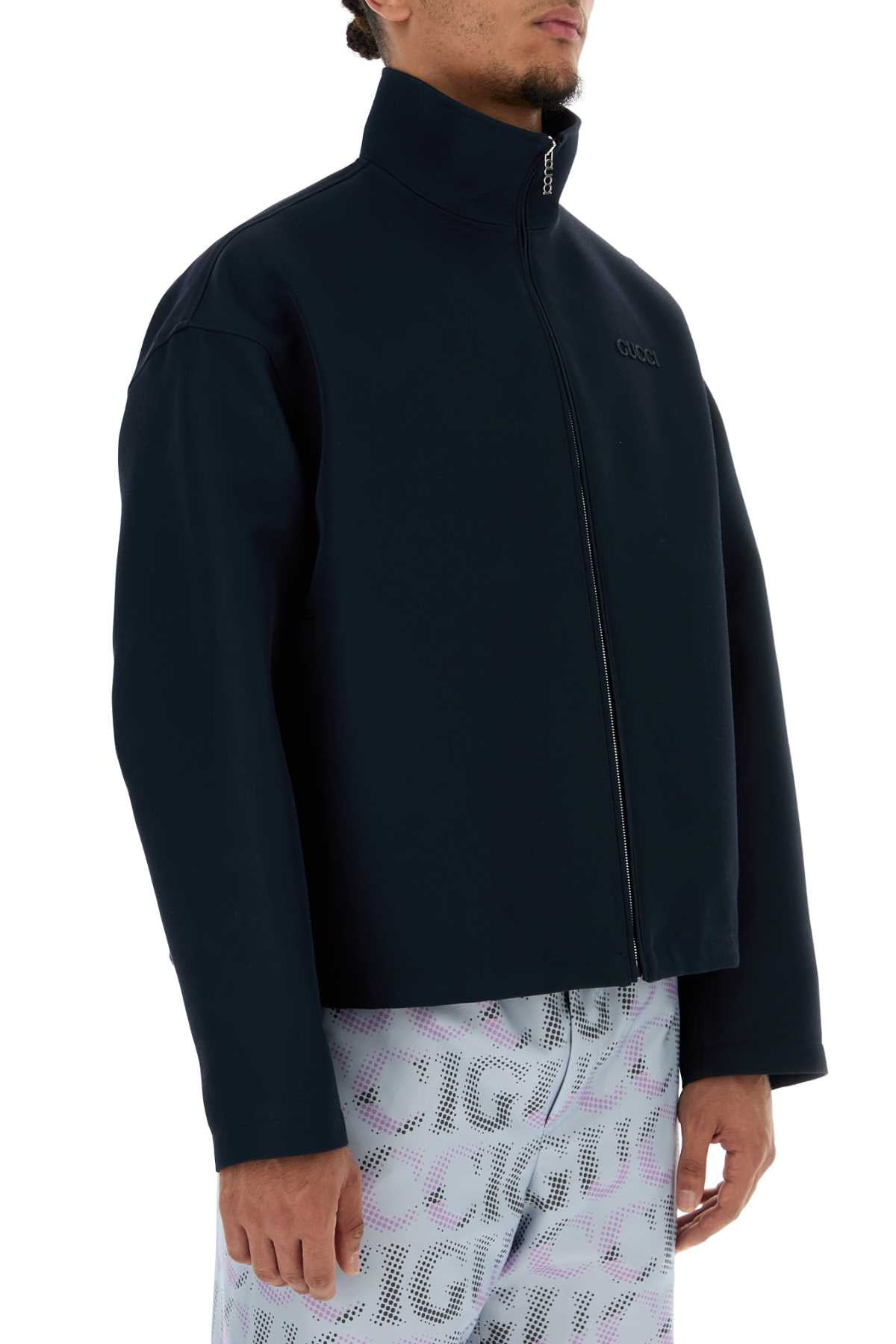Gucci Men Navy Blue Wool Blend Jacket - 3