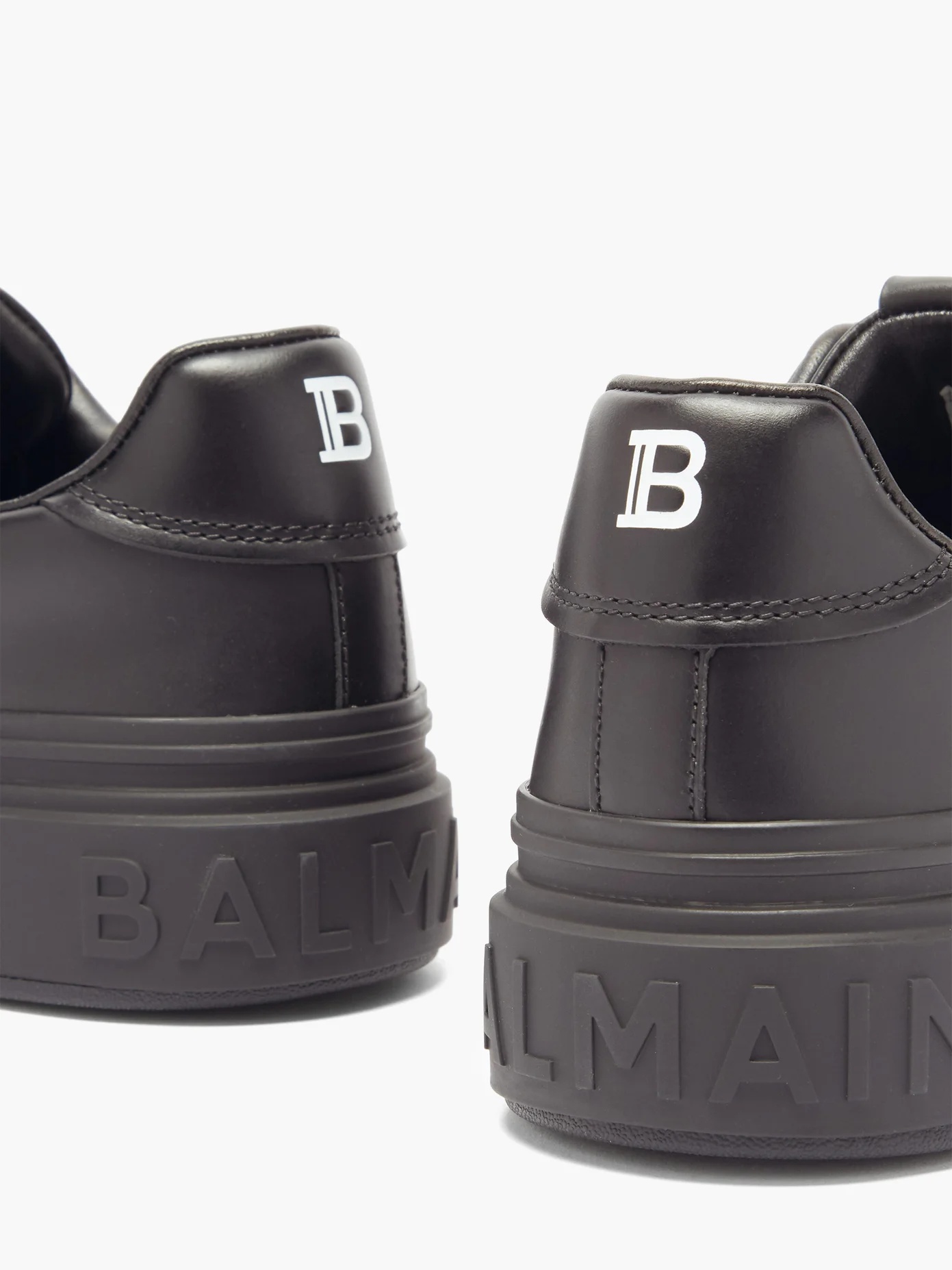 B-Court logo-embossed leather trainers - 6