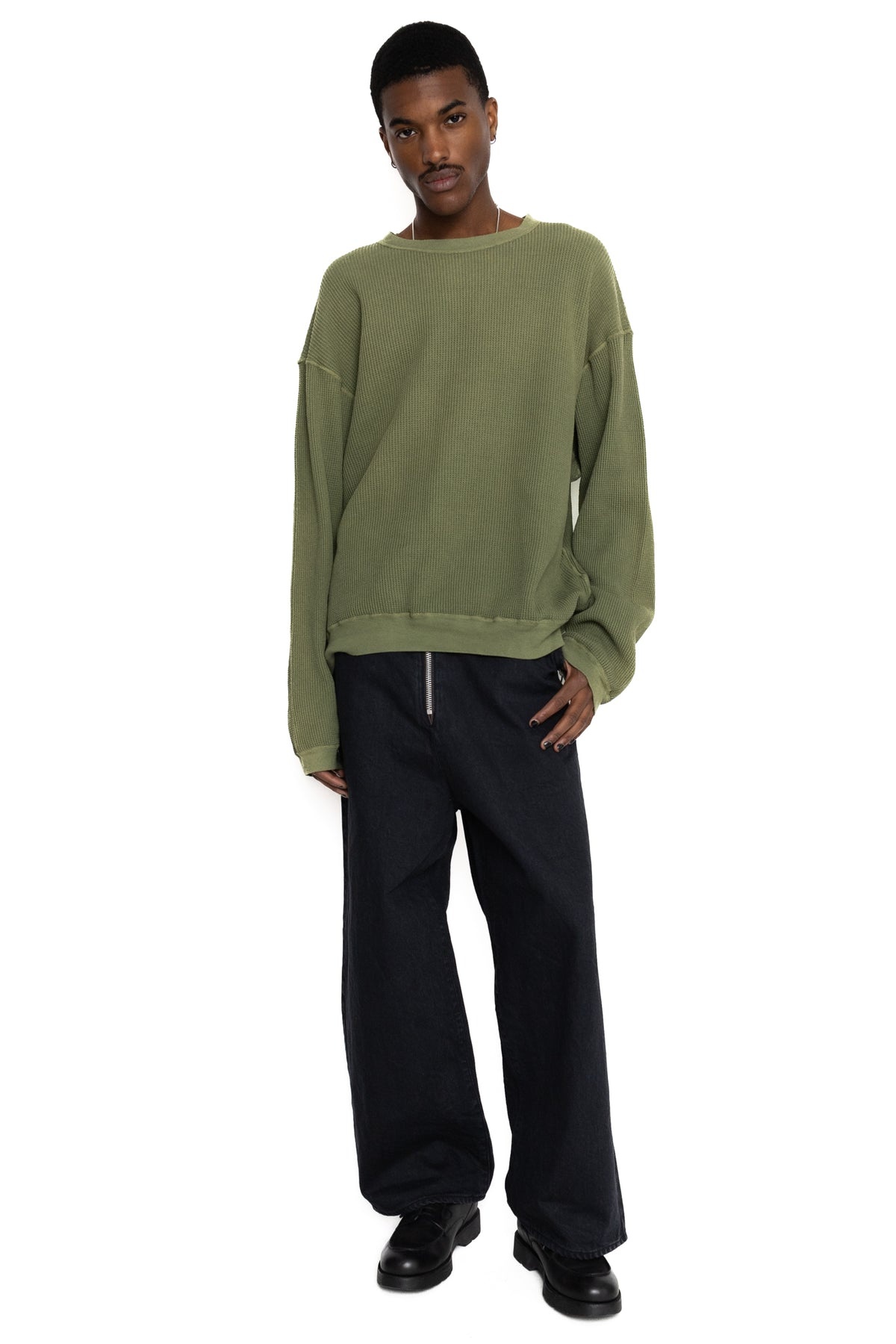 KAPITAL  アンクレット Kapital 14oz BLKxBLK Denim ZIPPER PORT Baggy Pants - Black x