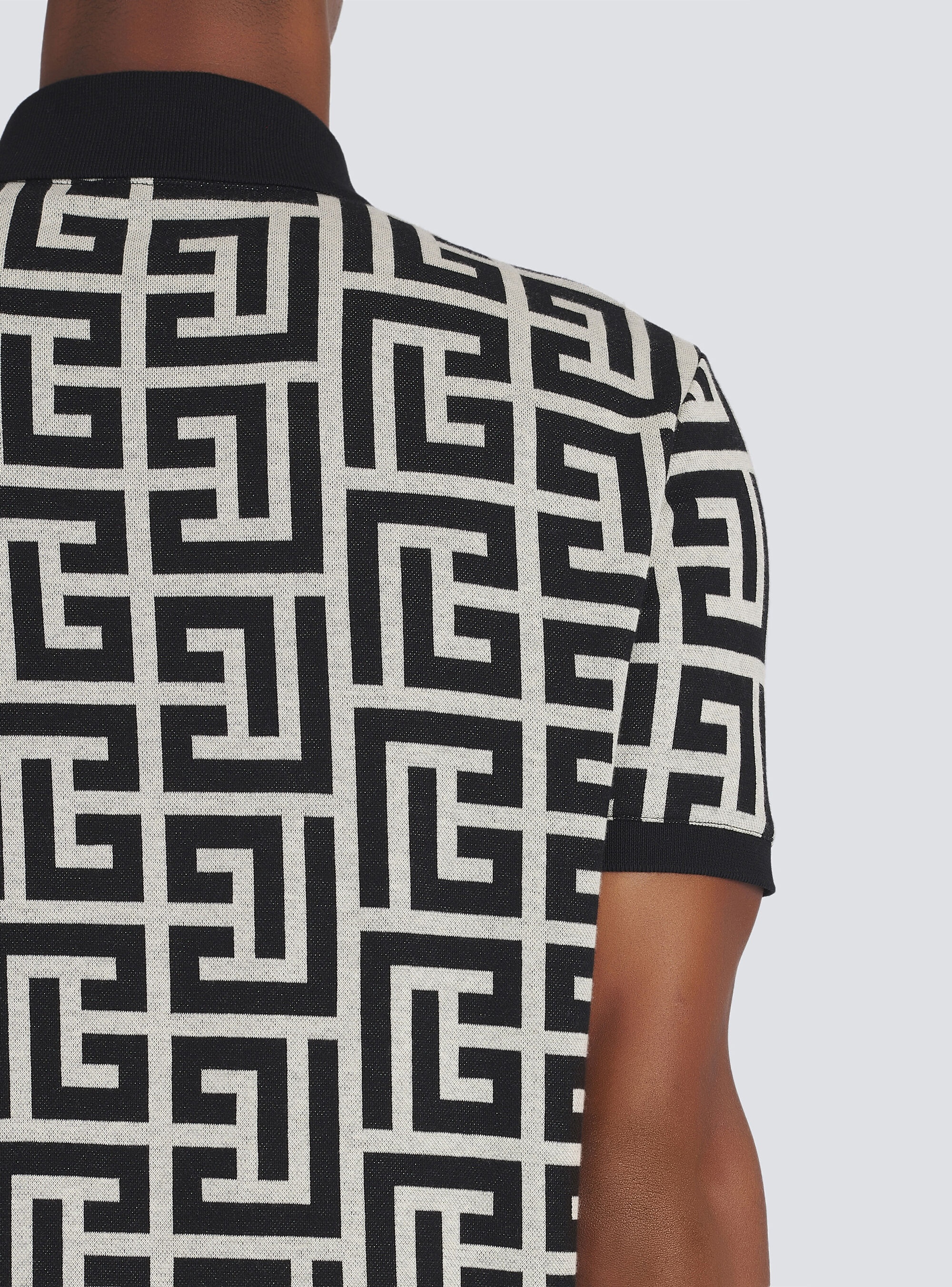 Cotton polo with maxi Balmain monogram - 8