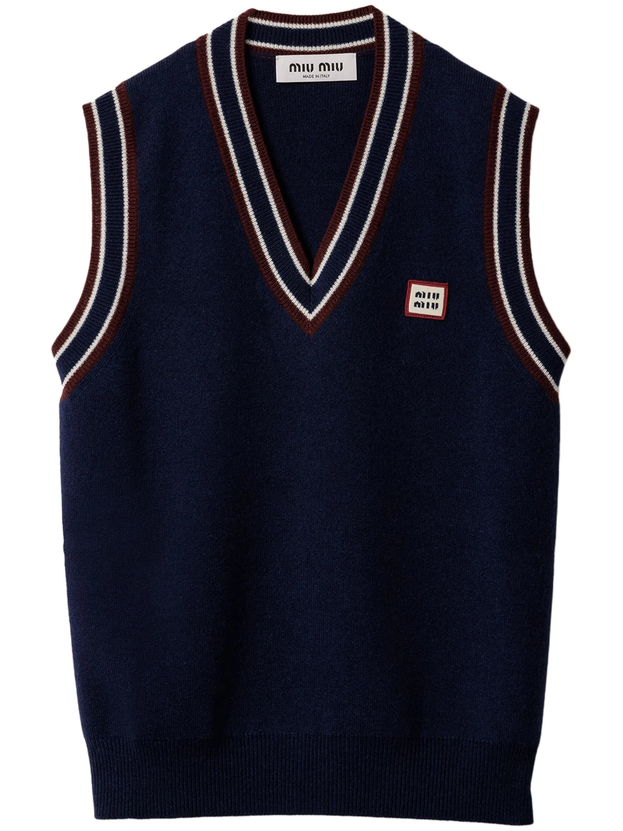 striped-trim knit vest - 1