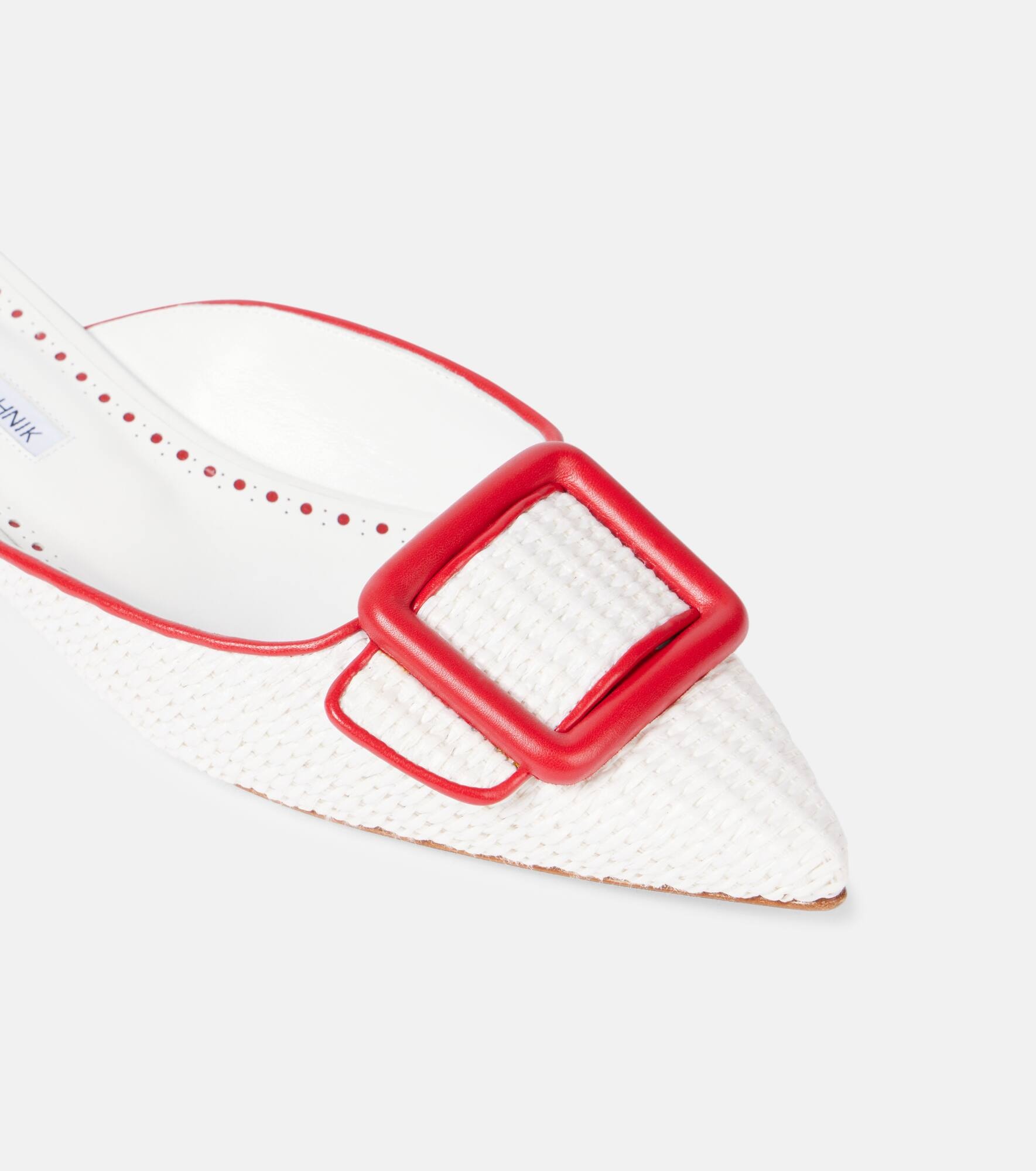 Maysale leather-trimmed raffia mules - 5
