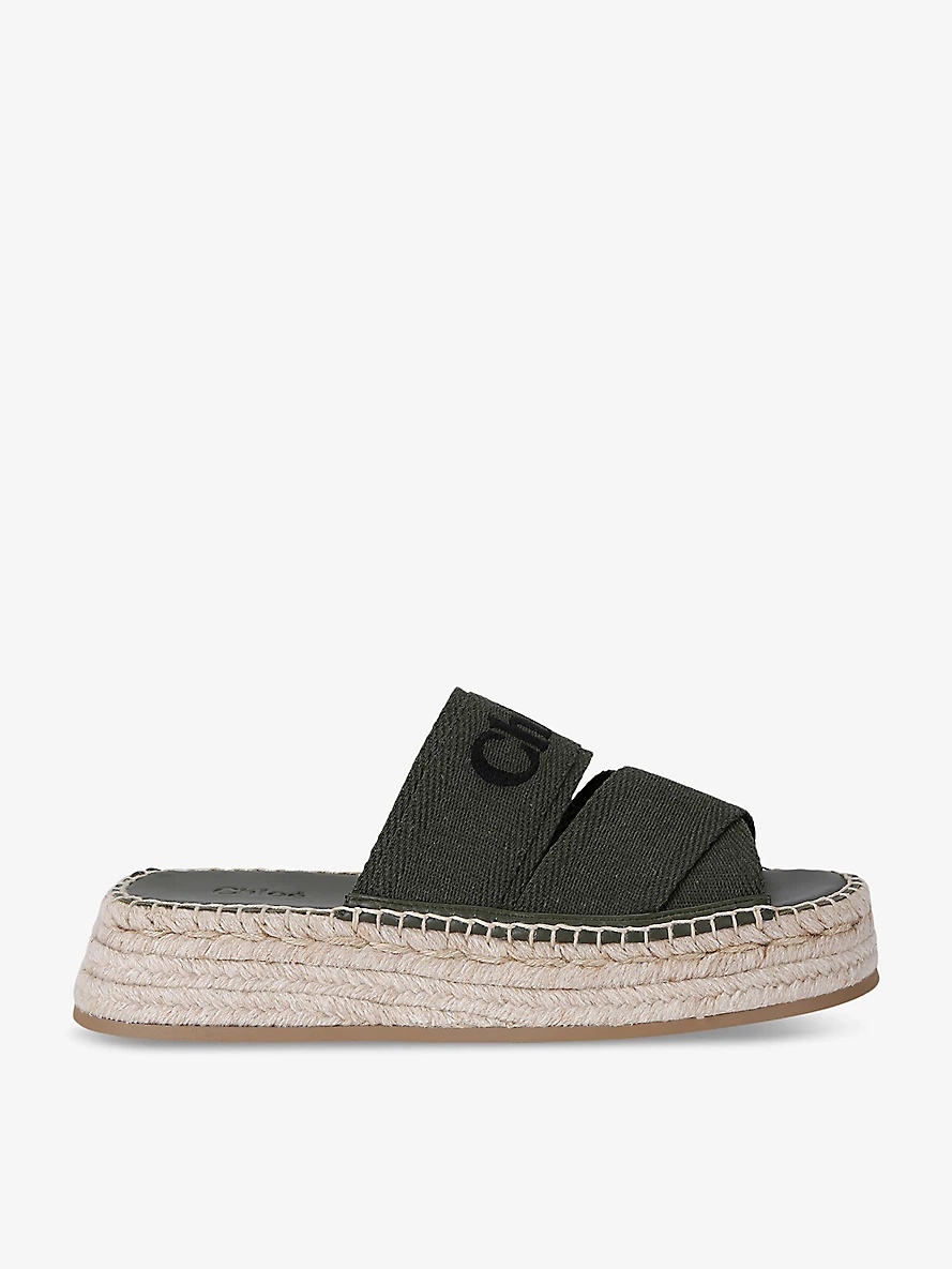 Mila logo-strap woven espadrille sandals - 1