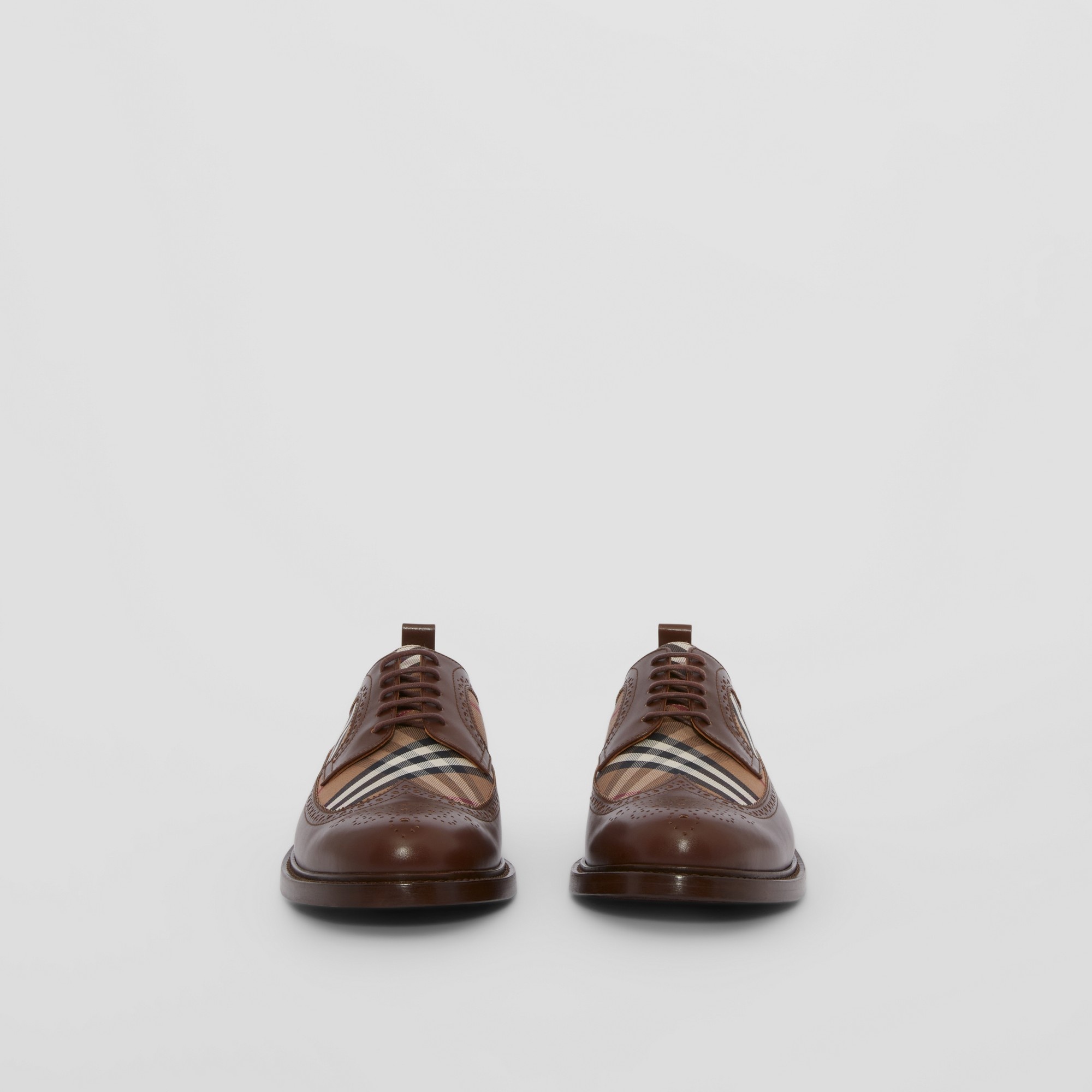 Vintage Check Panel Leather Derby Shoes - 4