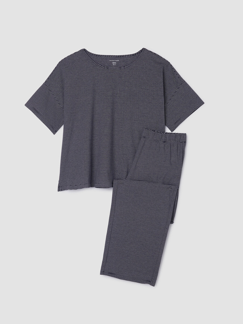 Mini Stripe Organic Cotton Jersey Sleep Set 1