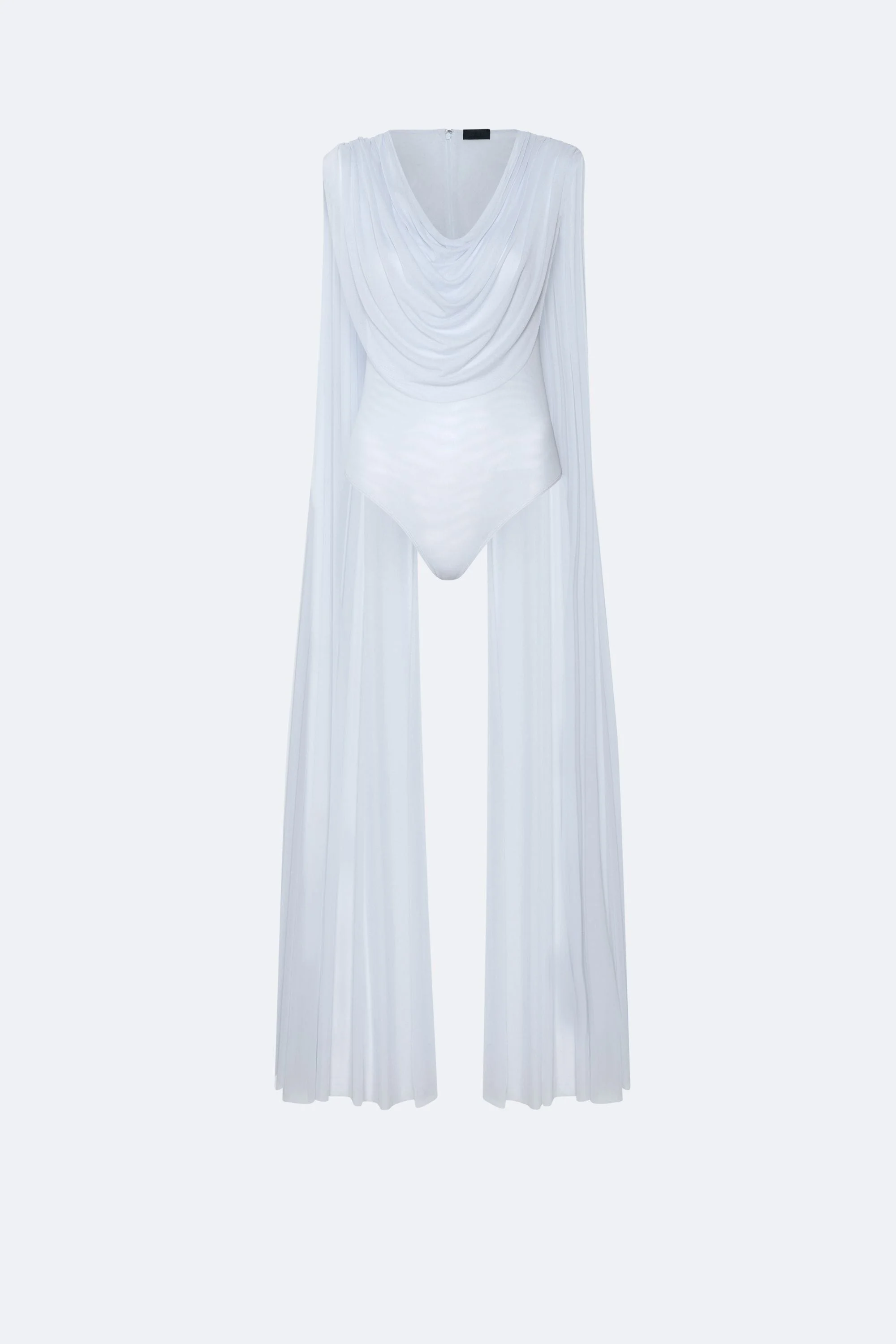 Mesh Cowl Neck Cape Bodysuit - 1