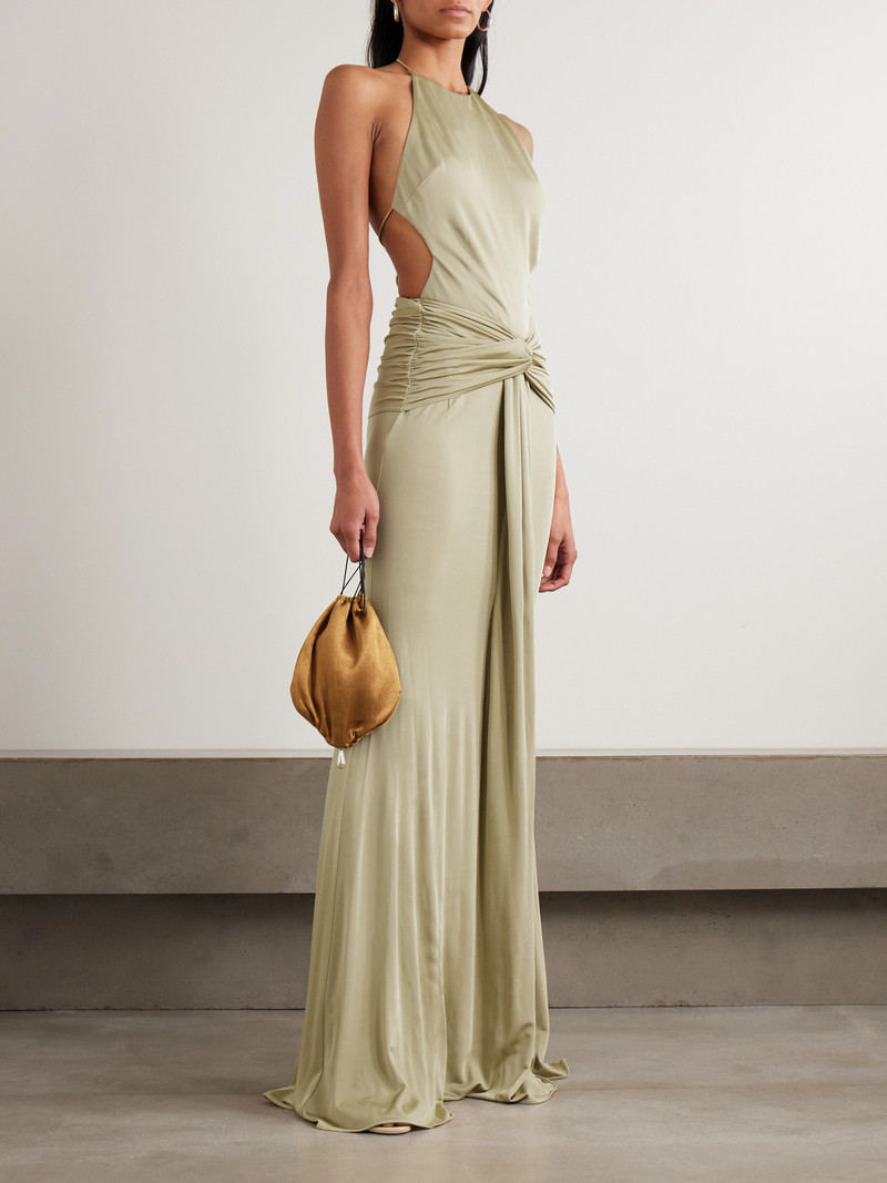 THE NEW ARRIVALS ILKYAZ OZEL Euphorie Open-back Gathered Stretch-jersey Gown outlook