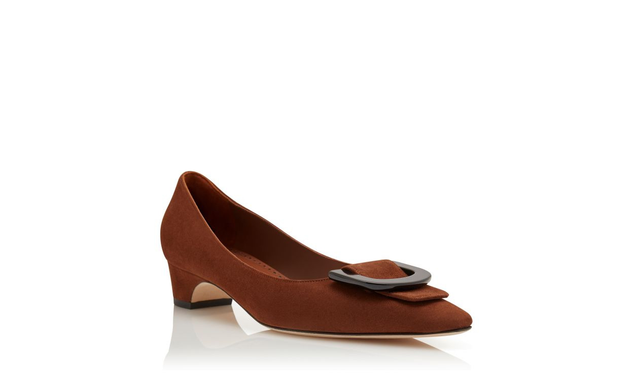 Brown Suede Pointed Toe Pumps - 3