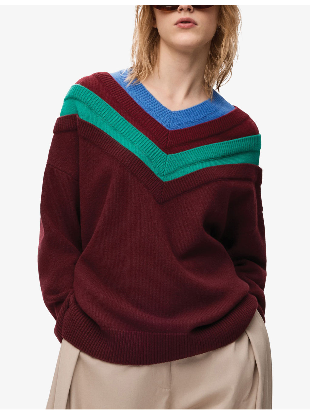 Trompe l’œil V-Neck Wool Jumper - 3