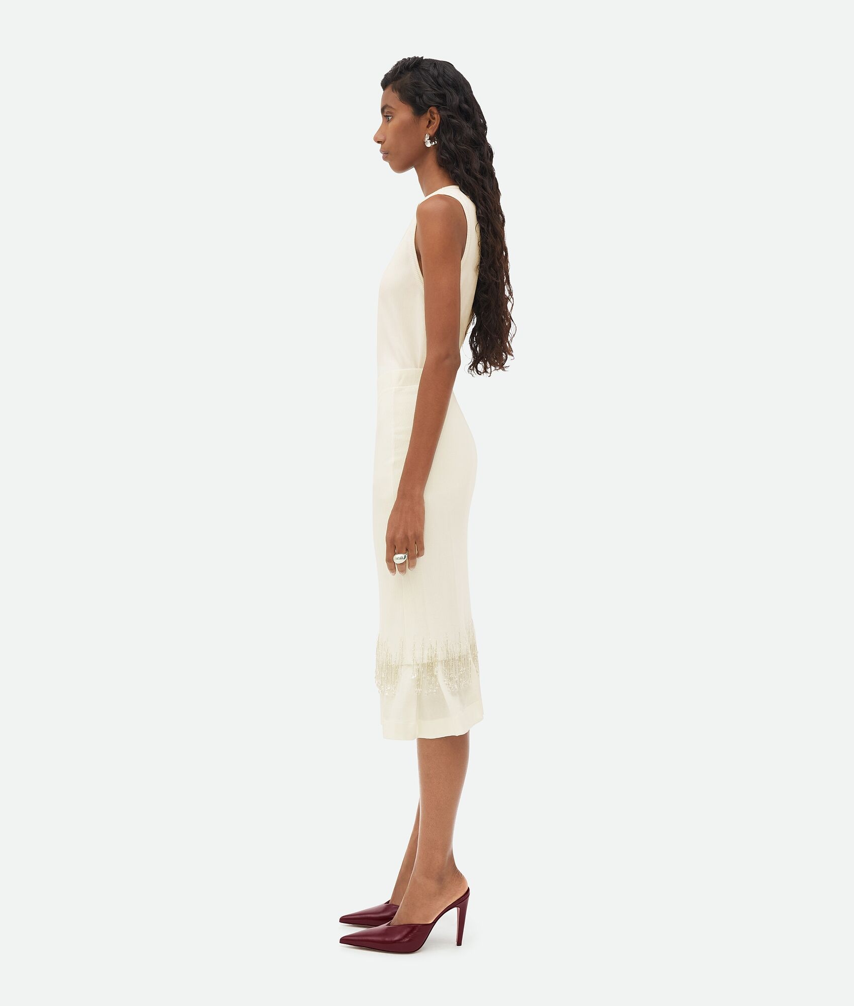 Crystal Embroidered Jersey Midi Skirt - 2