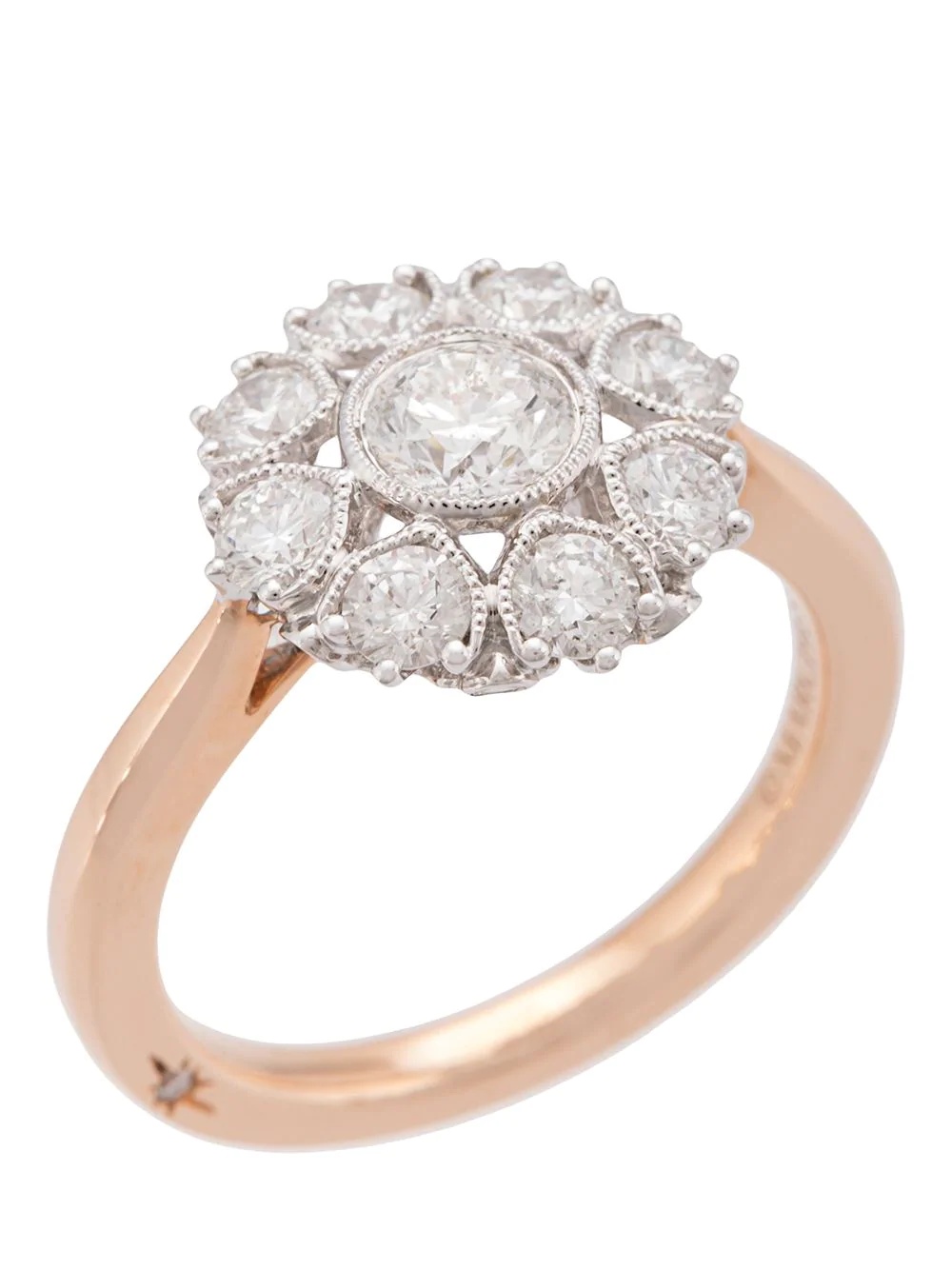 18kt rose gold floral diamond ring - 3