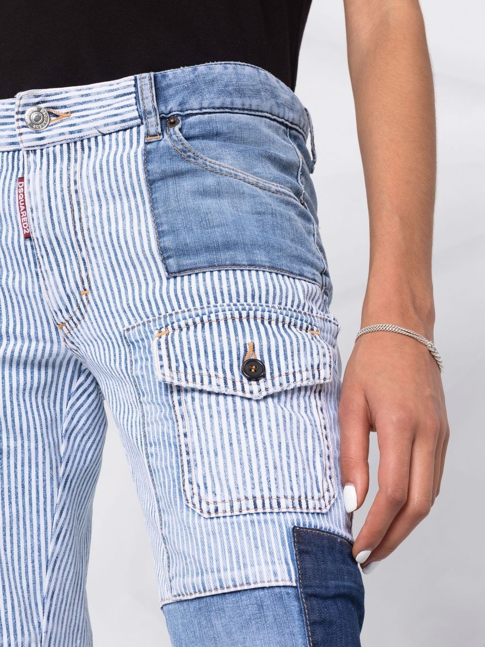 cropped patchwork pocket-detail jeans - 5