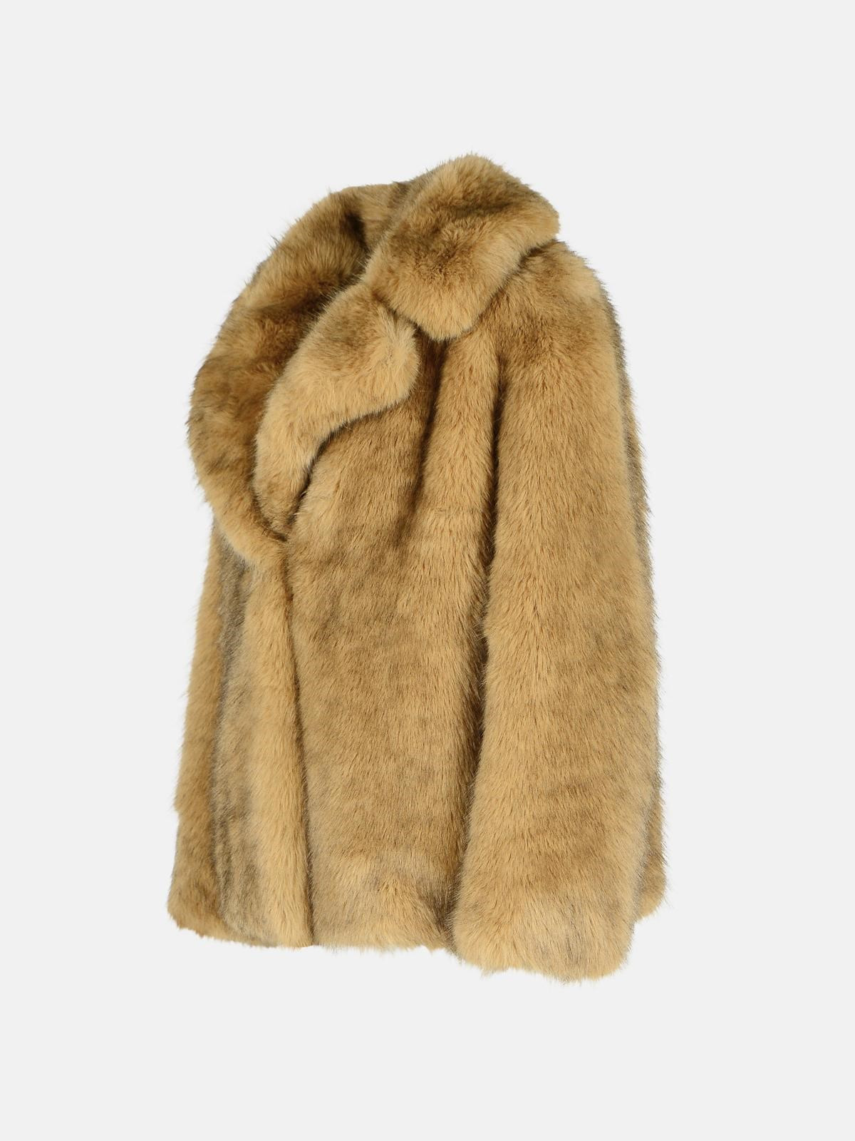 'VALENTINA' BROWN FAUX FUR JACKET - 2