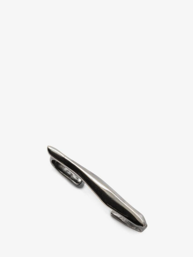 Alexander McQueen Molten Ear Cuff in Antique Silver outlook