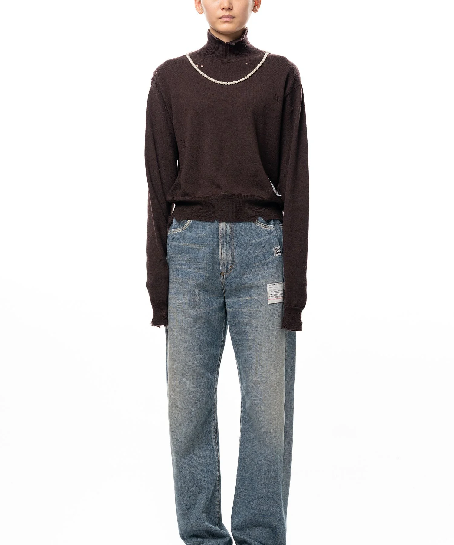 Pearl Distressed Knit Sweater - 1