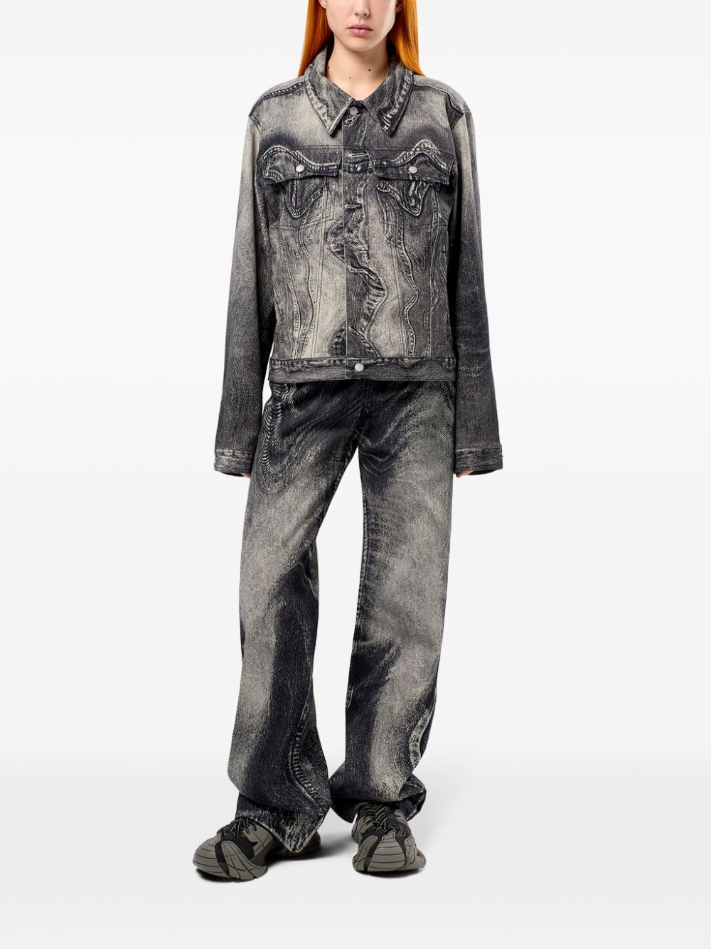 swirl-print denim jacket - 2