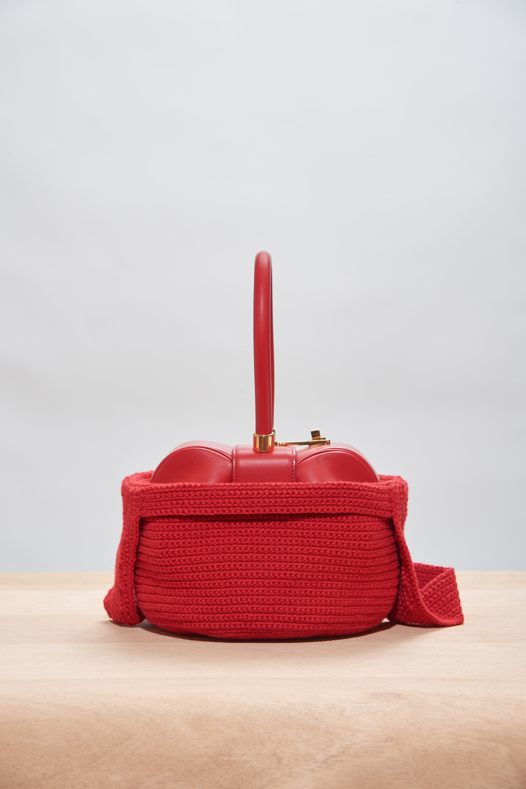 Crossover Knit Bag in Red Cashmere - 5