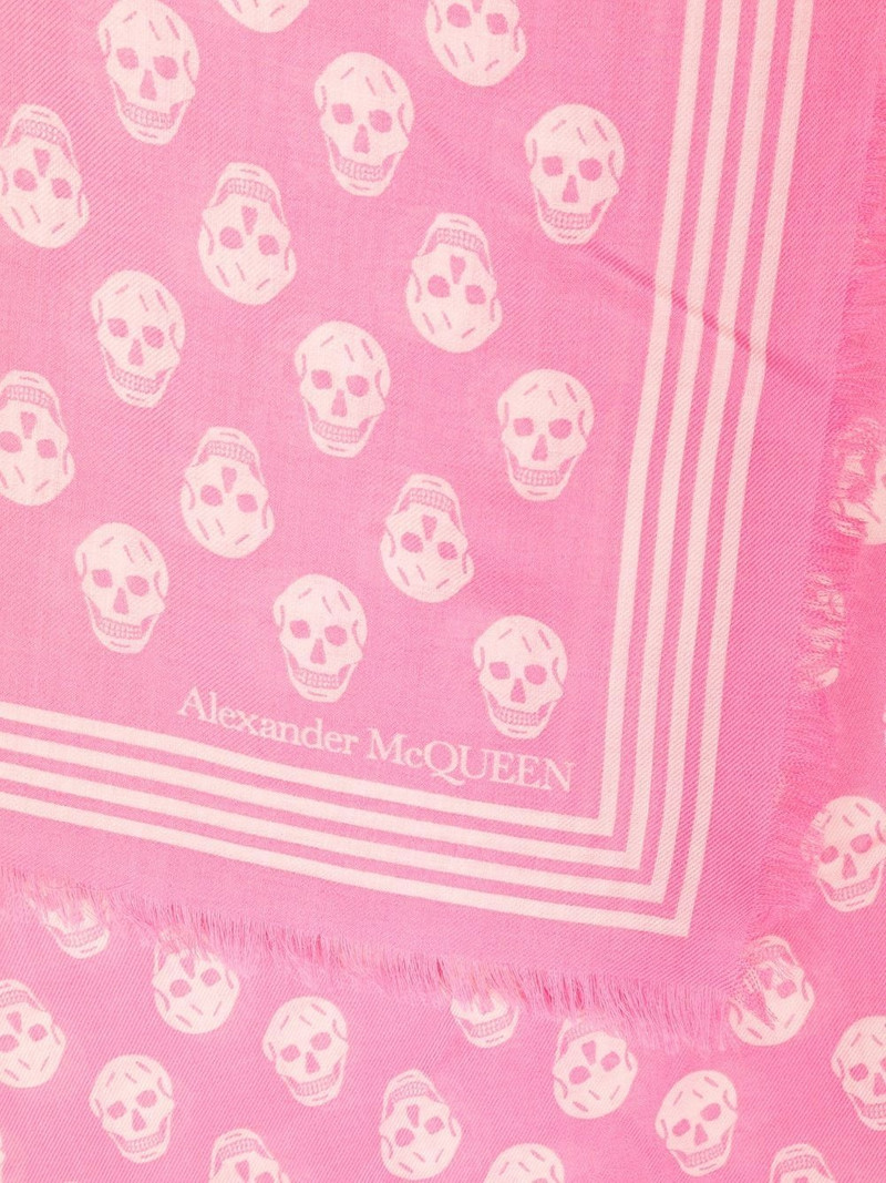 Alexander McQueen skull-print frayed wool scarf outlook