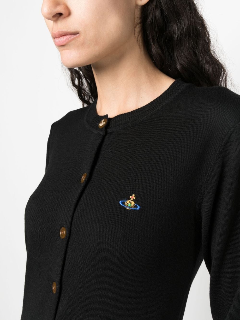 Orb-embroidered wool cardigan - 5