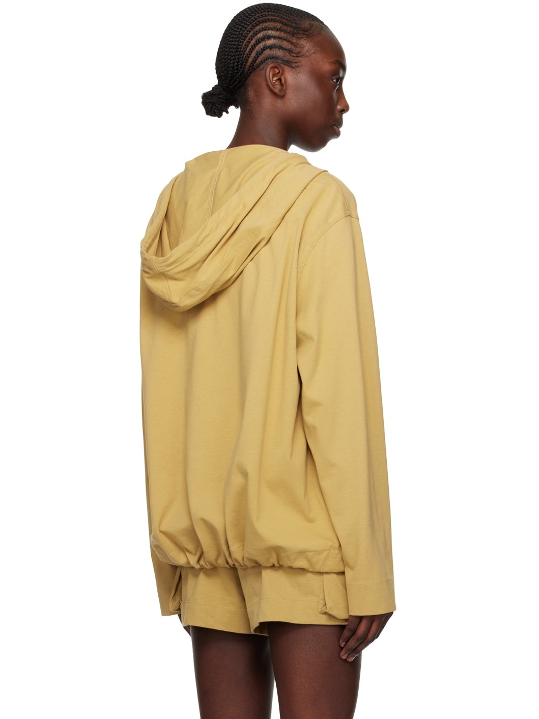 Tan Lace-Up Hoodie - 3