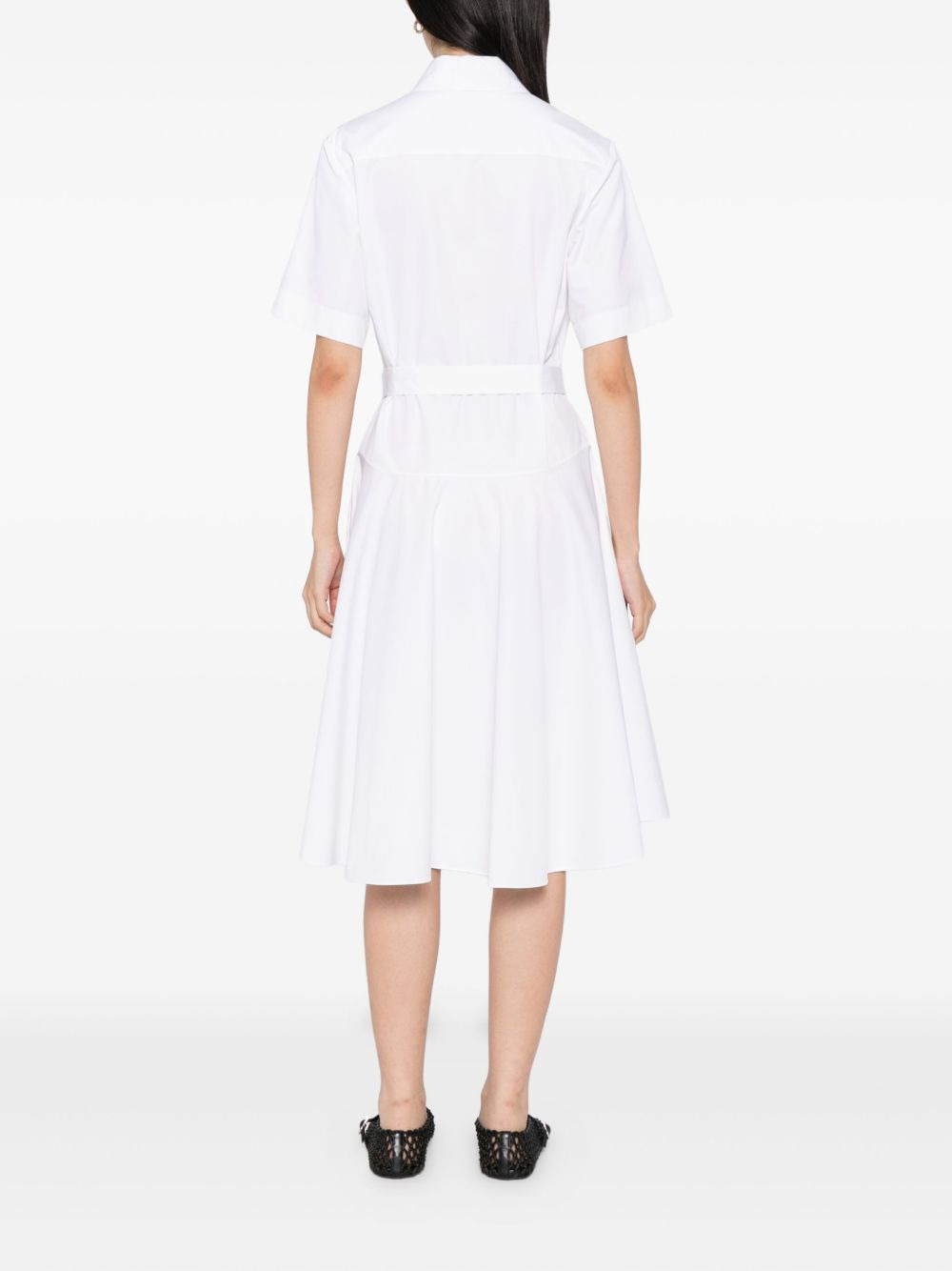 belted cotton shirt dress - 4